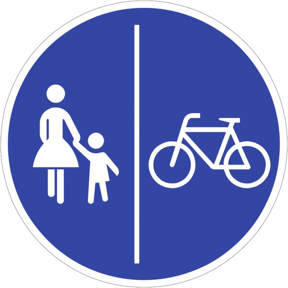 Verkehrsschild Getrennter Rad- und Gehweg, Radweg rechts, Symbolschild, StVO