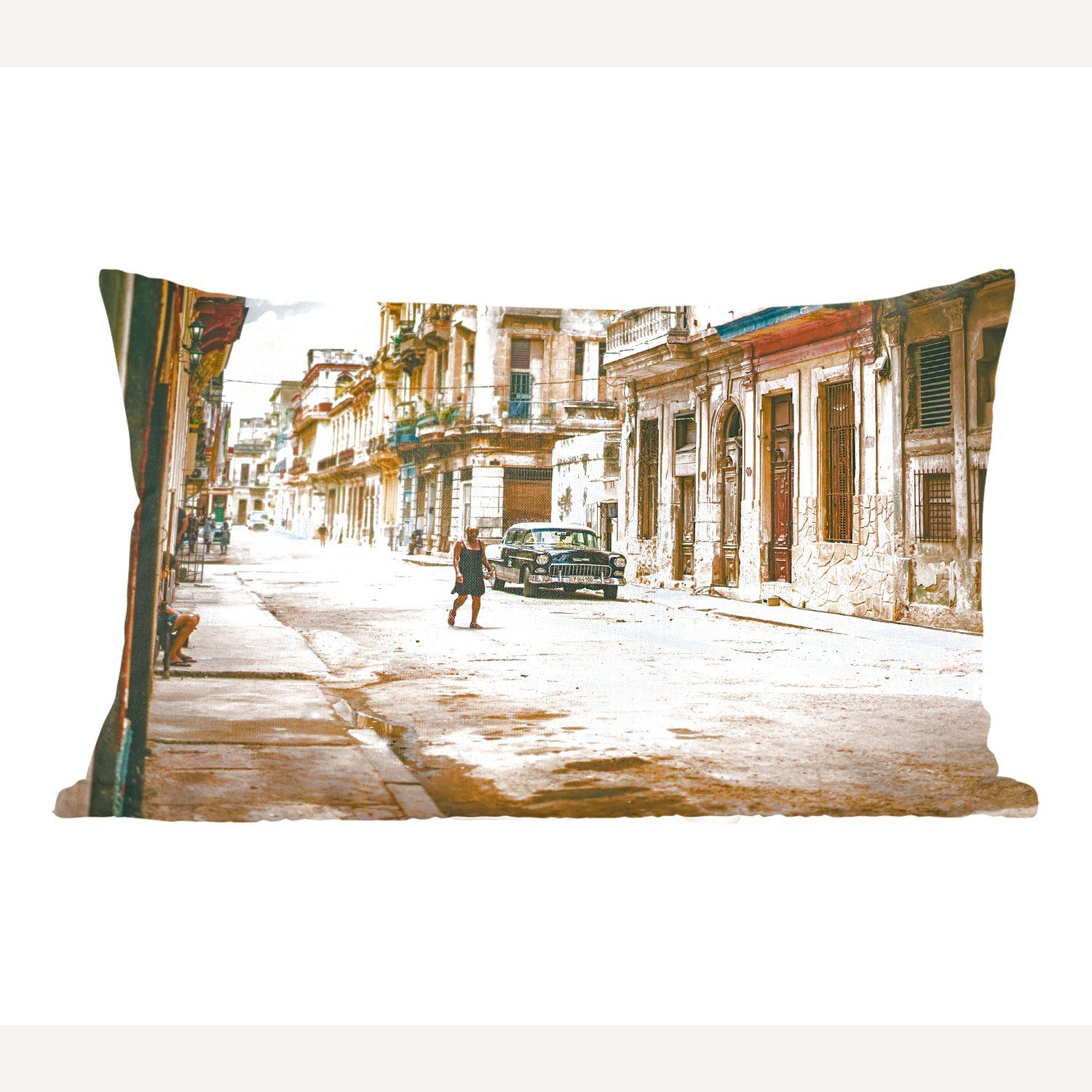 in Havanna, Wohzimmer Zierkissen, Dekoration, Schlafzimmer mit Dekokissen MuchoWow Füllung, Dekokissen Straße