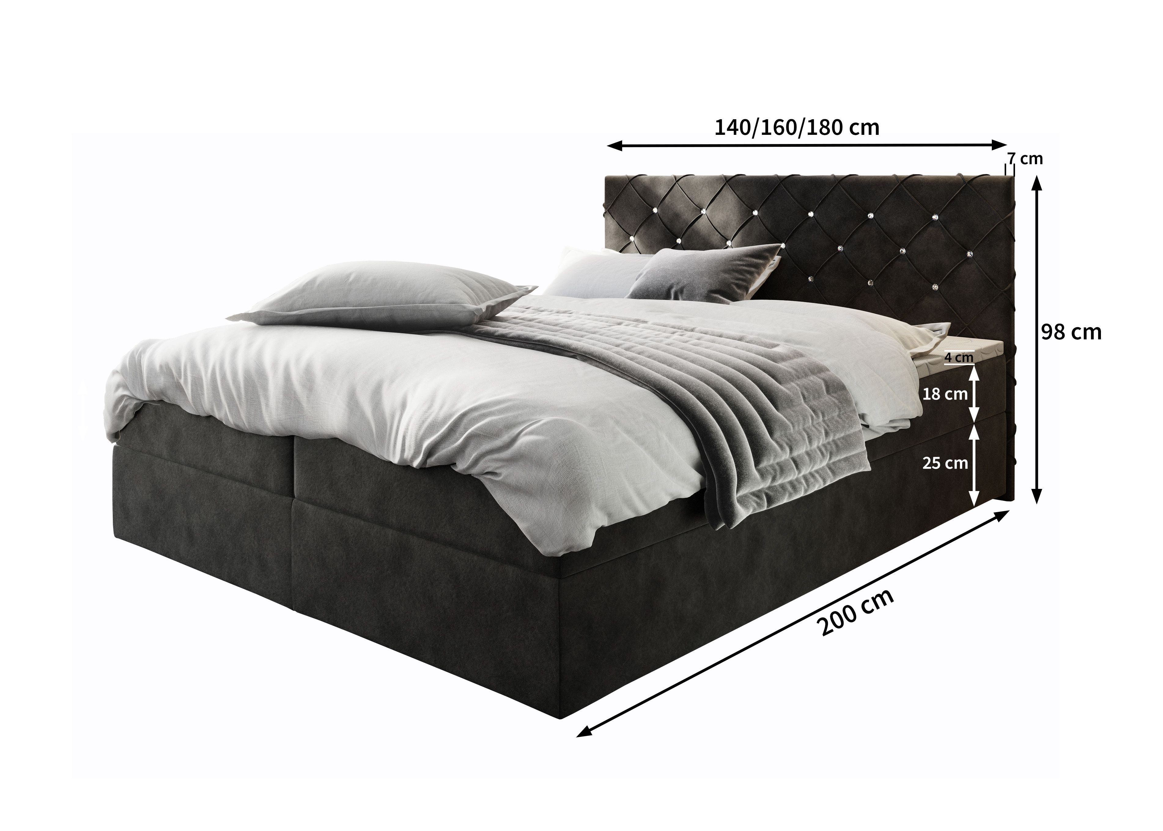 Masseno Boxbett RIVA 140x200 cm mit Bonell Matratze und Topper