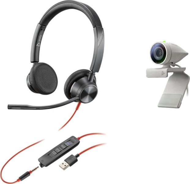 Blackwire mit USB HD P5 Webcam Poly Over-Ear-Kopfhörer Bundle C3325 Studio