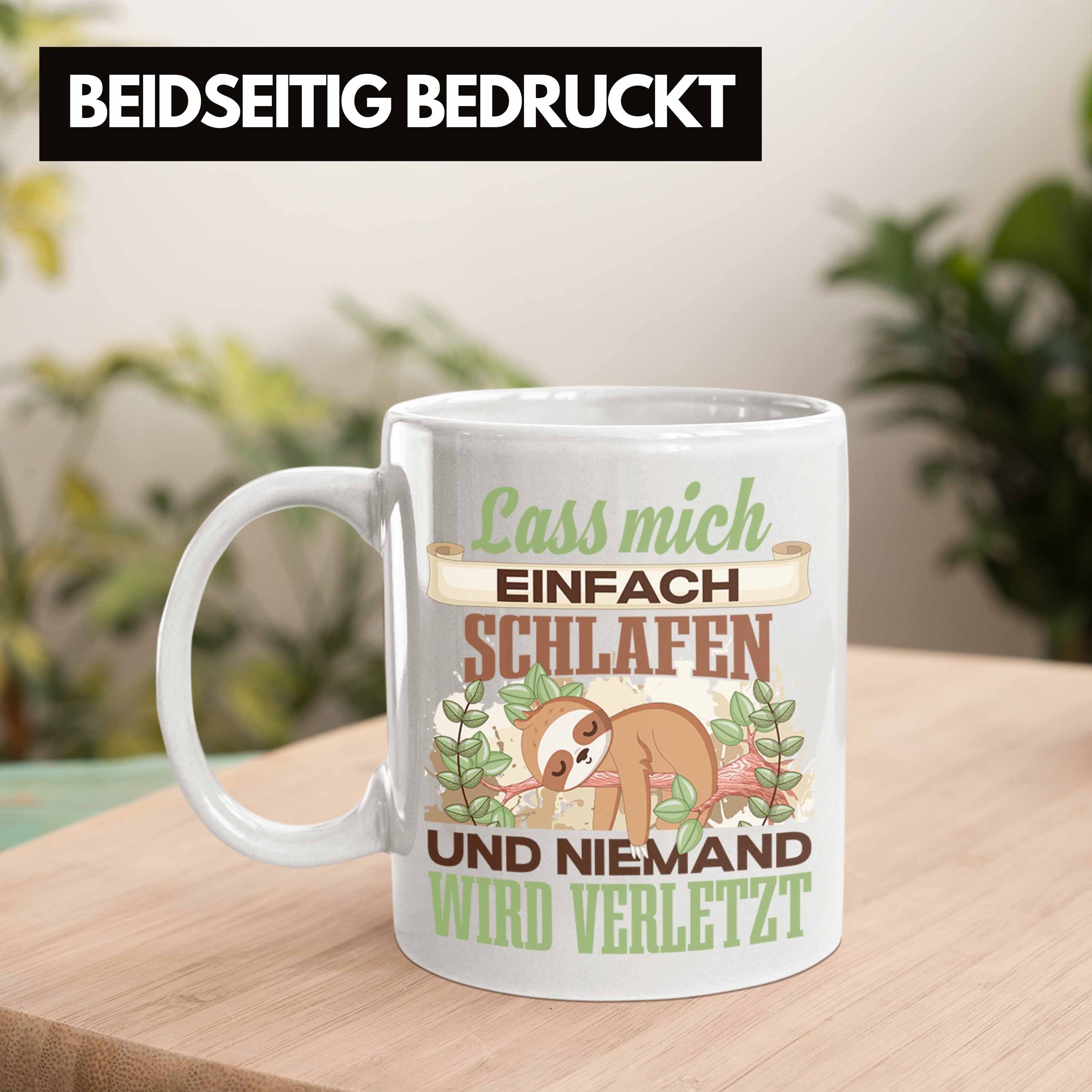 Trendation - F Geschenk Weiss für Schlafen Tasse Spruch Tasse Schlafmütze Lustiger Trendation