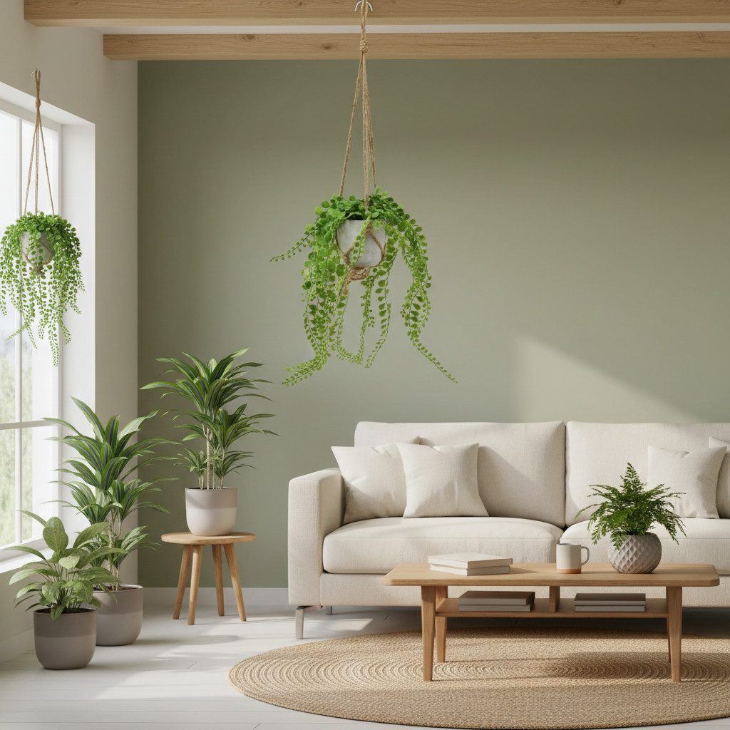 Kunstkaktus Künstliche Sukkulenten Blumenampel Keramik Makramee 46cm, Kaemingk, Höhe 46 cm