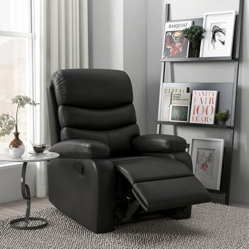 HOMCOM Relaxsessel Liegesessel Sessel mit Liegefunktion TV-Sessel mit 145° Neigungswinkel (Fernsehsessel, 1-St., Seniorensessel), bis 125 kg Belastbar, Schwarz 78 x 90 x 105 cm