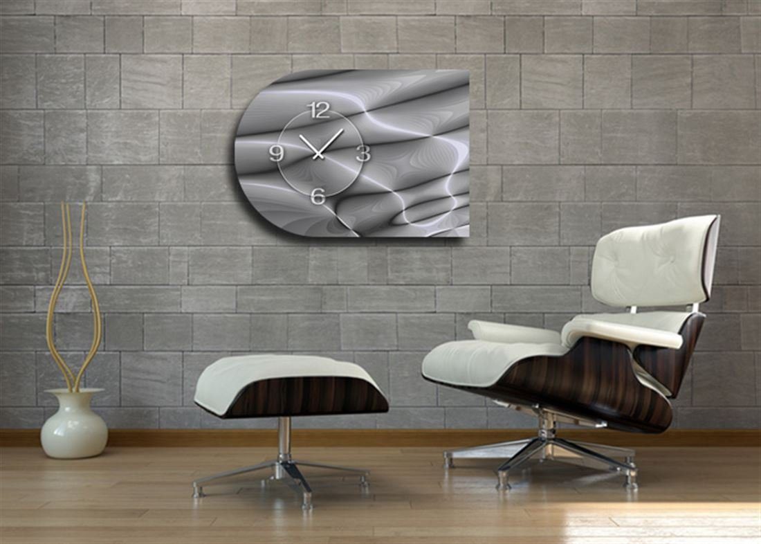 dixtime Wanduhr 6136 Dixtime Designer Wanduhr, Moderne Wohnraumuhr halbrund 50x70cm (Einzigartige Digitaldruck-Optik aus 4mm Alu-Dibond)