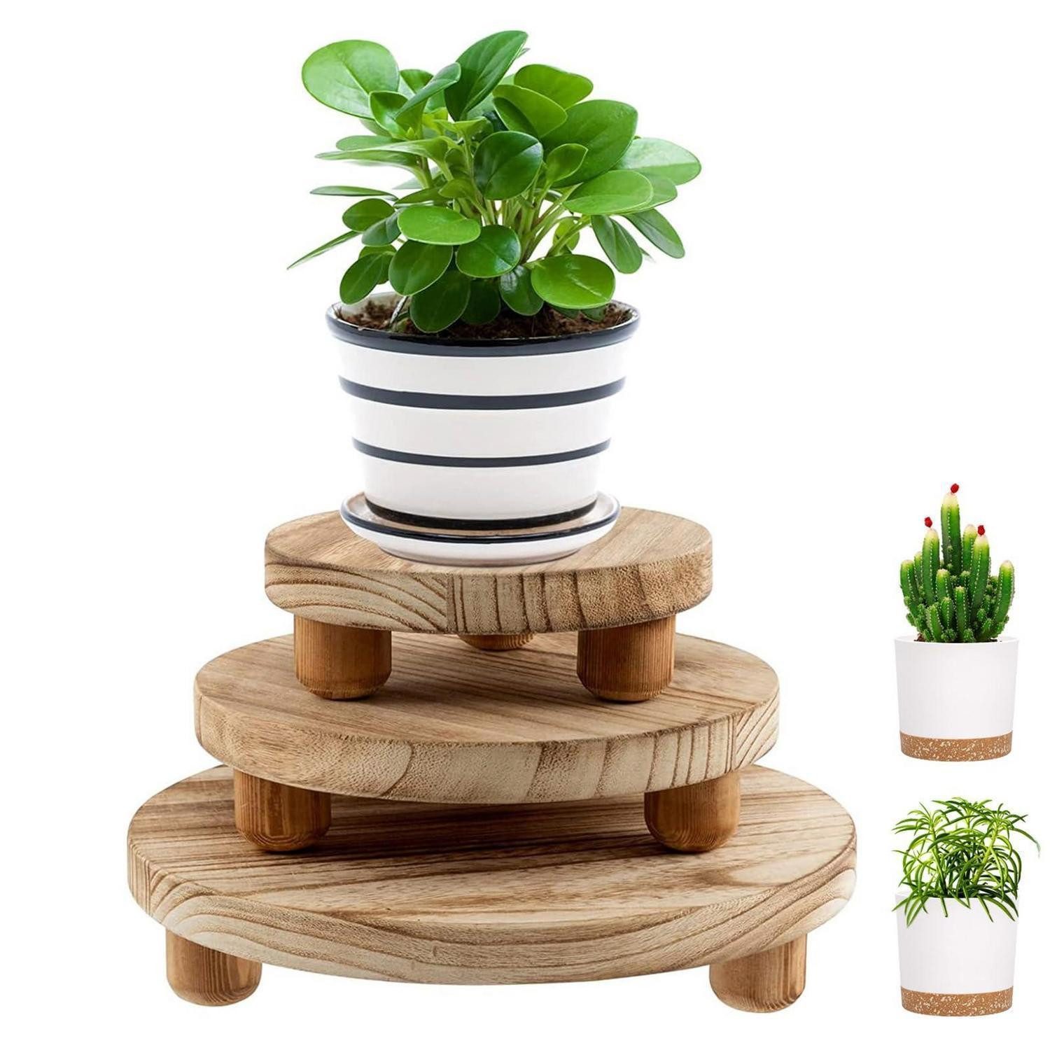 LuxusKollektion Blumenständer Holz Blumenhocker Rund Mini 3 Stück (3 St)
