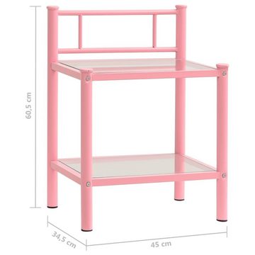 vidaXL Nachttisch Nachttische 2 Stk Rosa Transparent Metall und Glas