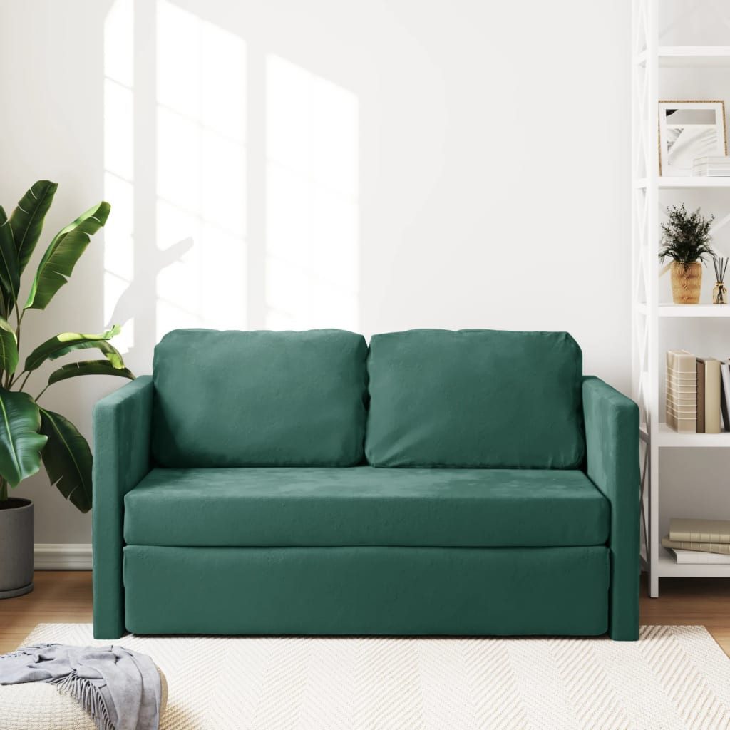 vidaXL Sofa Bodensofa mit Schlaffunktion Dunkelgrün 122x204x55 cm Samt günstig online kaufen