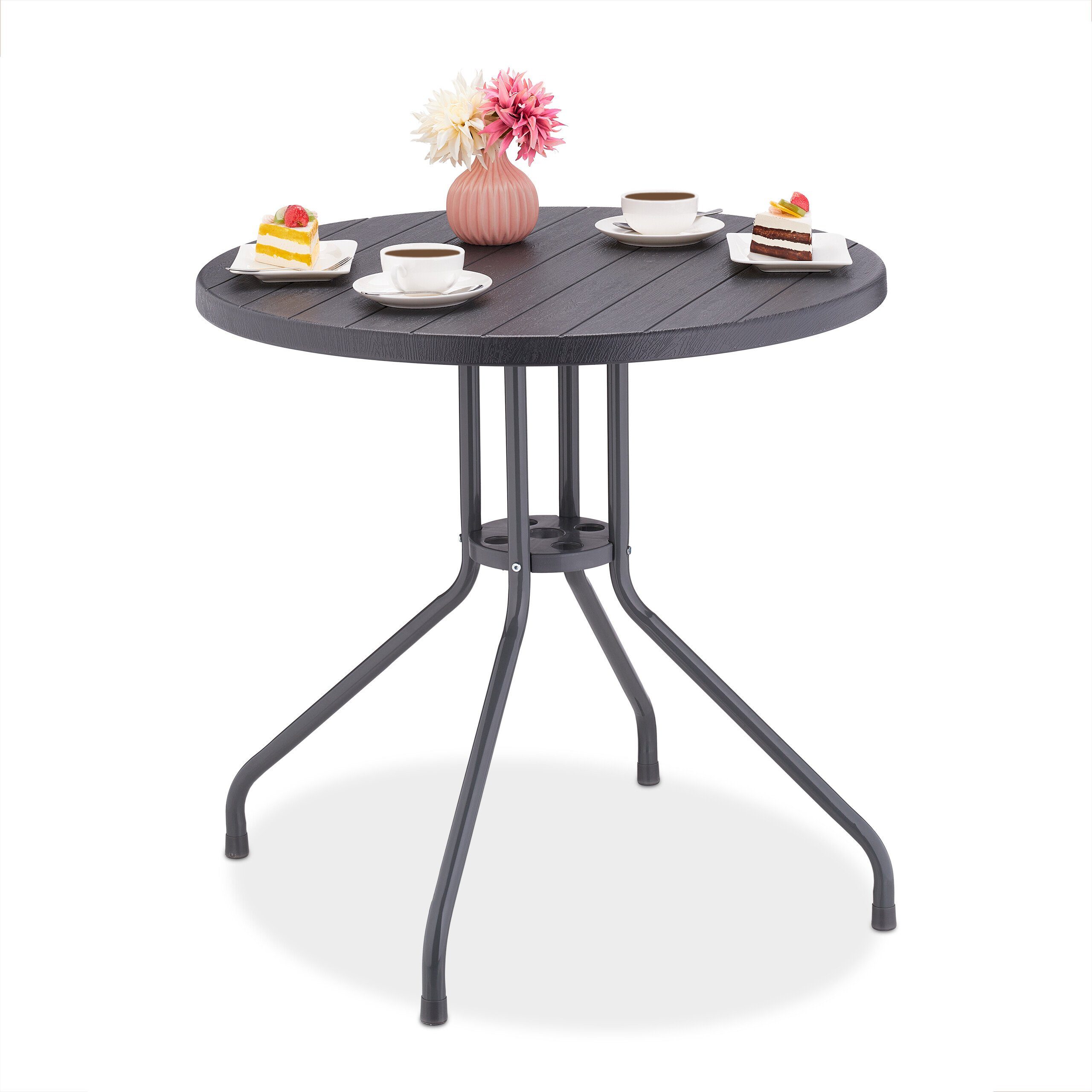 relaxdays Gartentisch Runder Gartentisch in Holzoptik günstig online kaufen