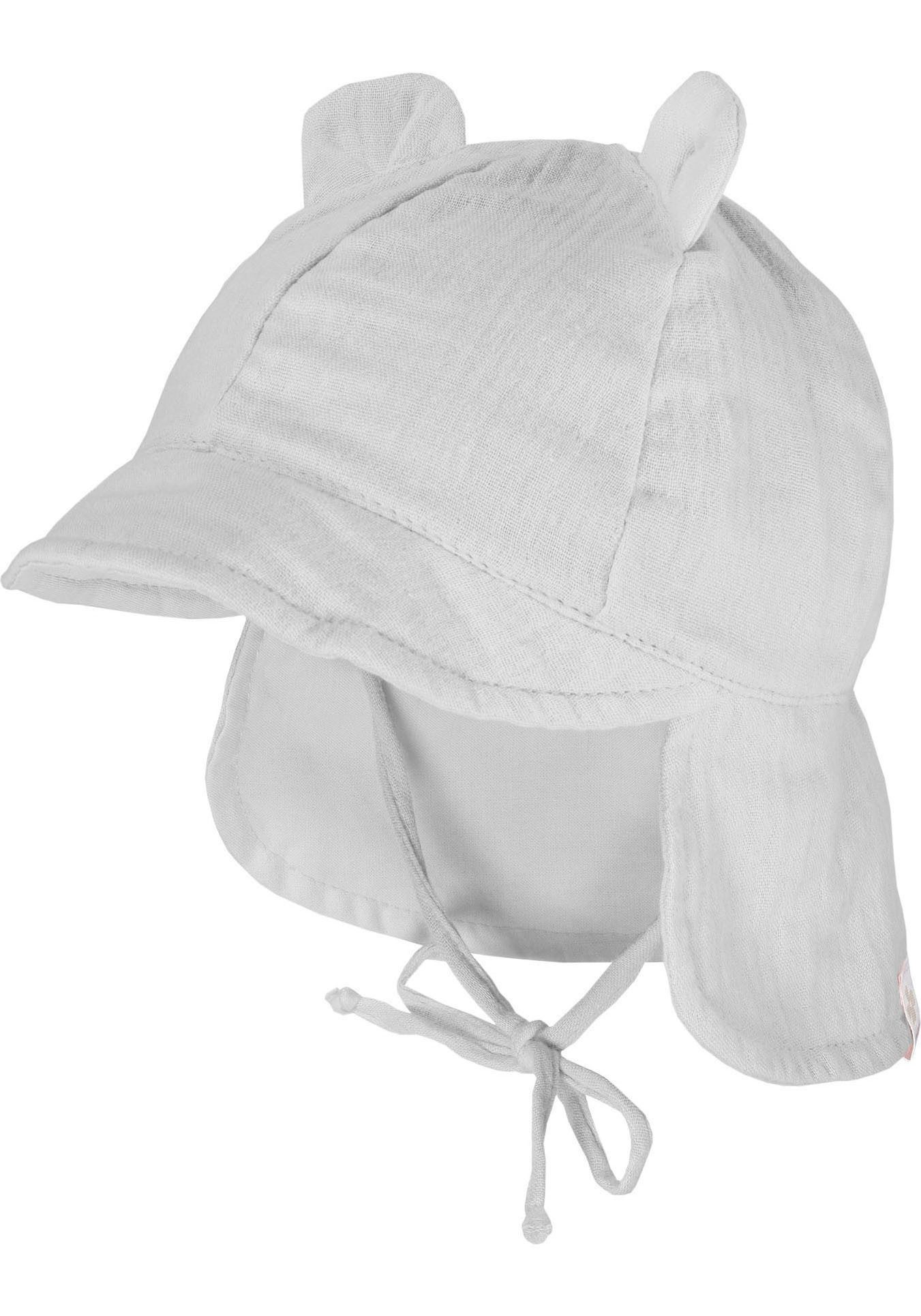 Maximo GOTS Baby-Schildmütze Mit Öhrchen Und Nackenschutz – Aus Musselin-Bio-Baumwolle, UV-Schutz, Größen 39-47