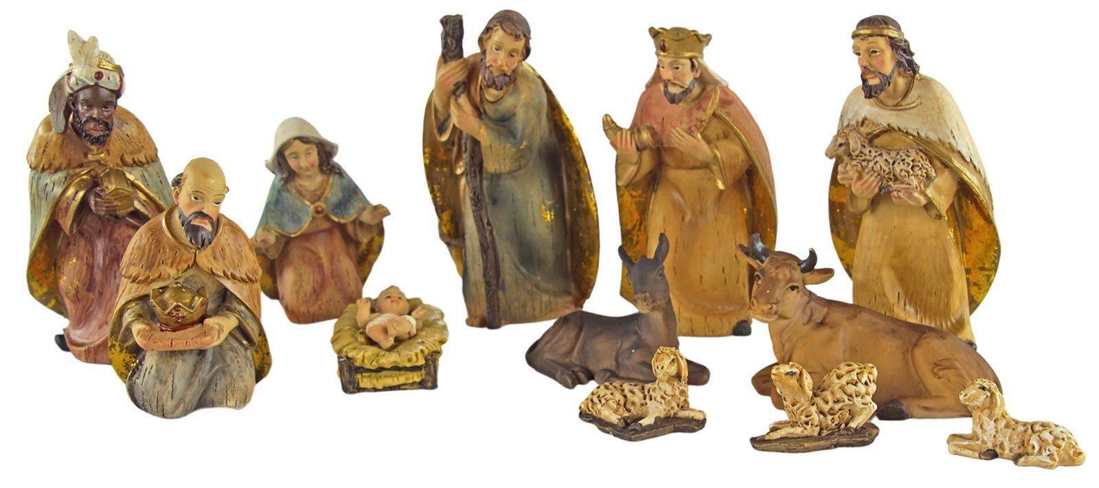 dekoprojekt Krippenfigur Krippenfiguren 12-tlg. K 038 (Set, 12 St., 12-tlg), handbemalte Krippenfiguren in modernem Design