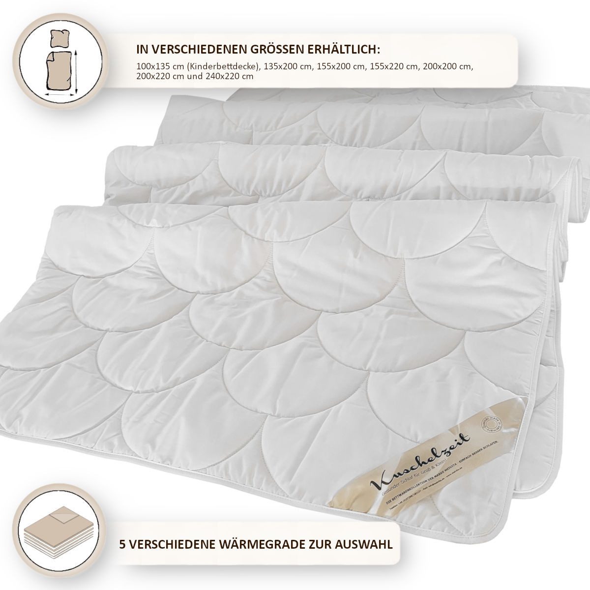 Meivita Naturfaserbettdecke Wildseide Bettdecke extra leichte Sommerdecke, Füllung: 100% Seide, Bezug: 100% Baumwolle, Hergestellt in Deutschland