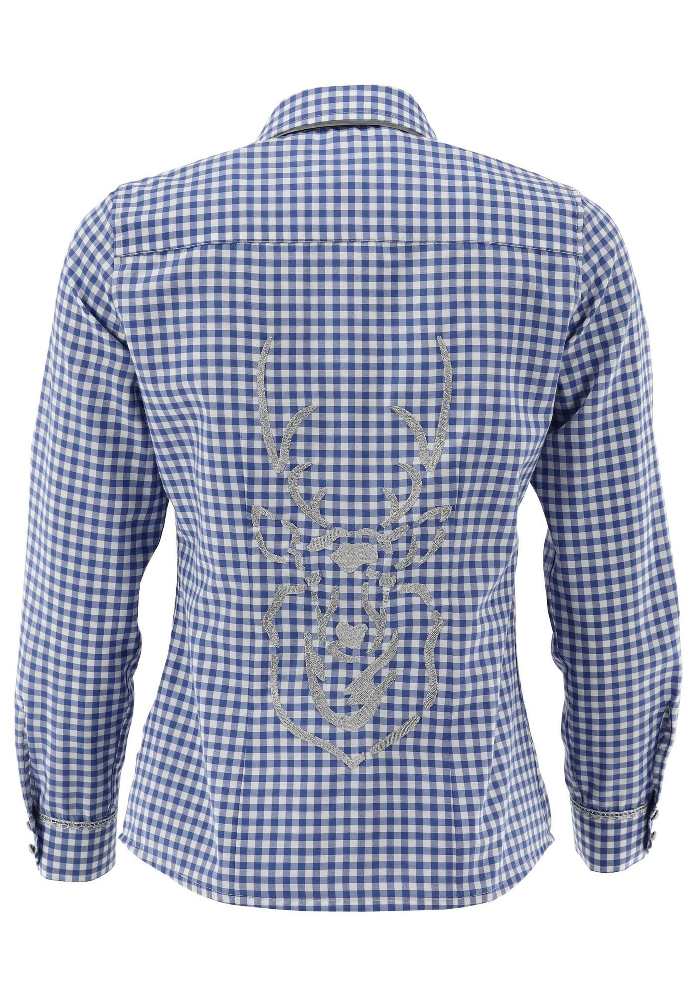 OS Trachten Trachtenbluse Brulup Tailliert, Haifischkragen, goldfarbene Knö günstig online kaufen