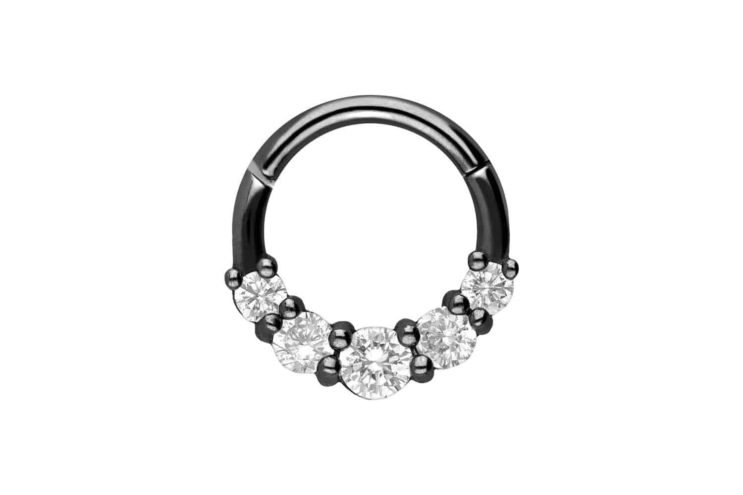Nasenpiercing Chirurgenstahl Segmentring Clicker 5 EINGEFASSTE KRISTALLE Ohrpiercing