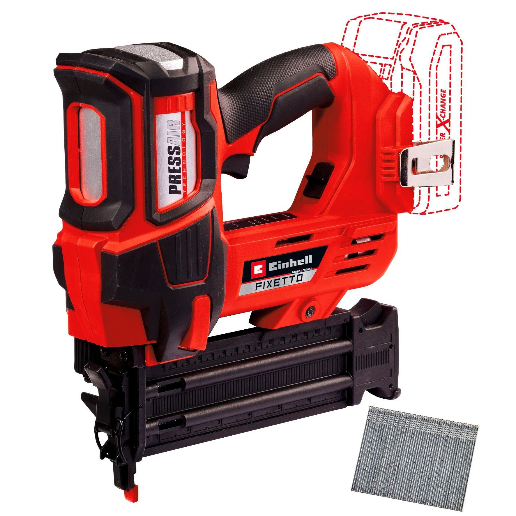 Einhell Nagler FIXETTO 18/50 N, ohne Akku und Ladegerät, PressAir  Technology: Wartungsfrei, ohne extra Kosten & Equipment