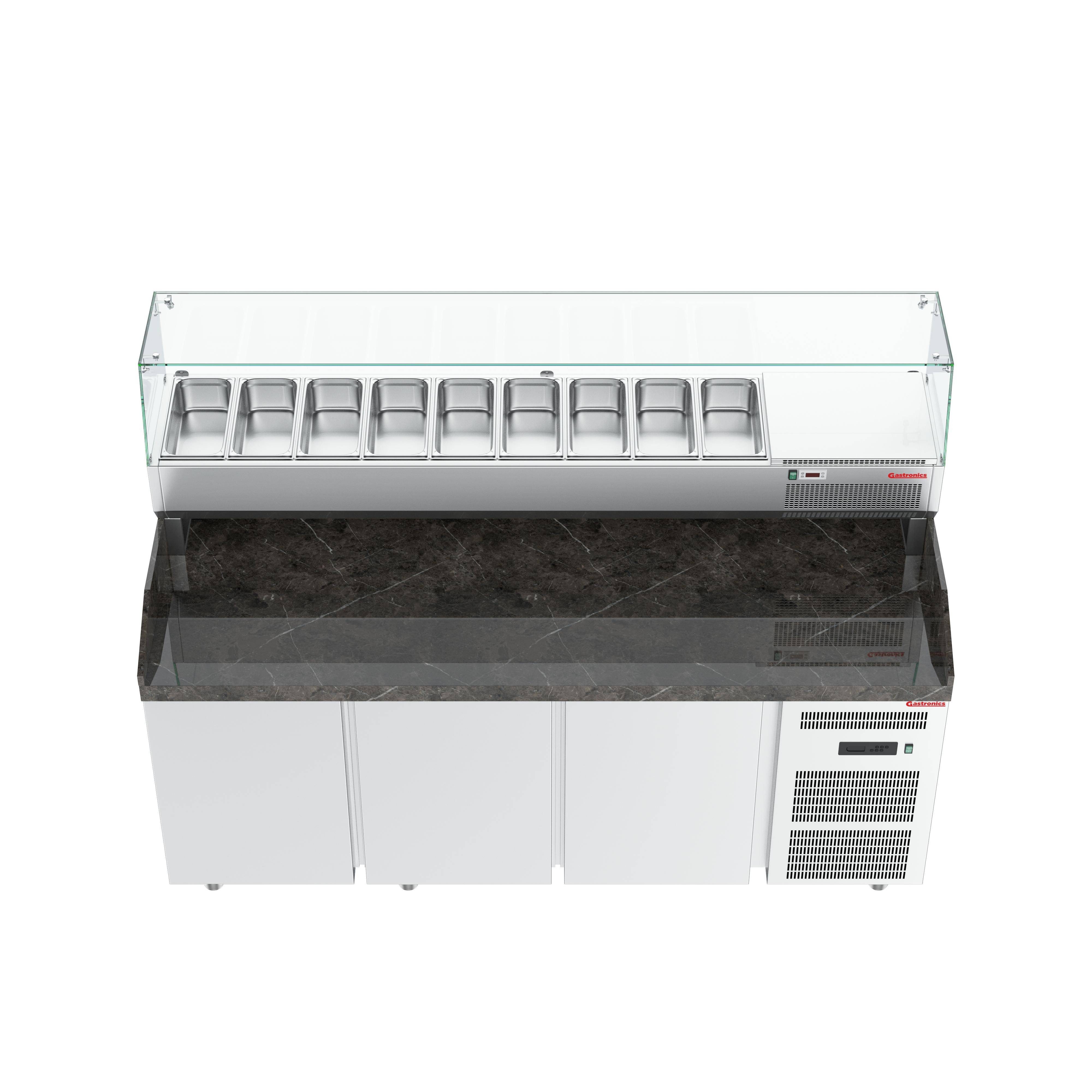 Gastronics Pizzaofen Pizzakühltisch Premium Kühltheke Compact, LED, 207 x 80 x 145 cm