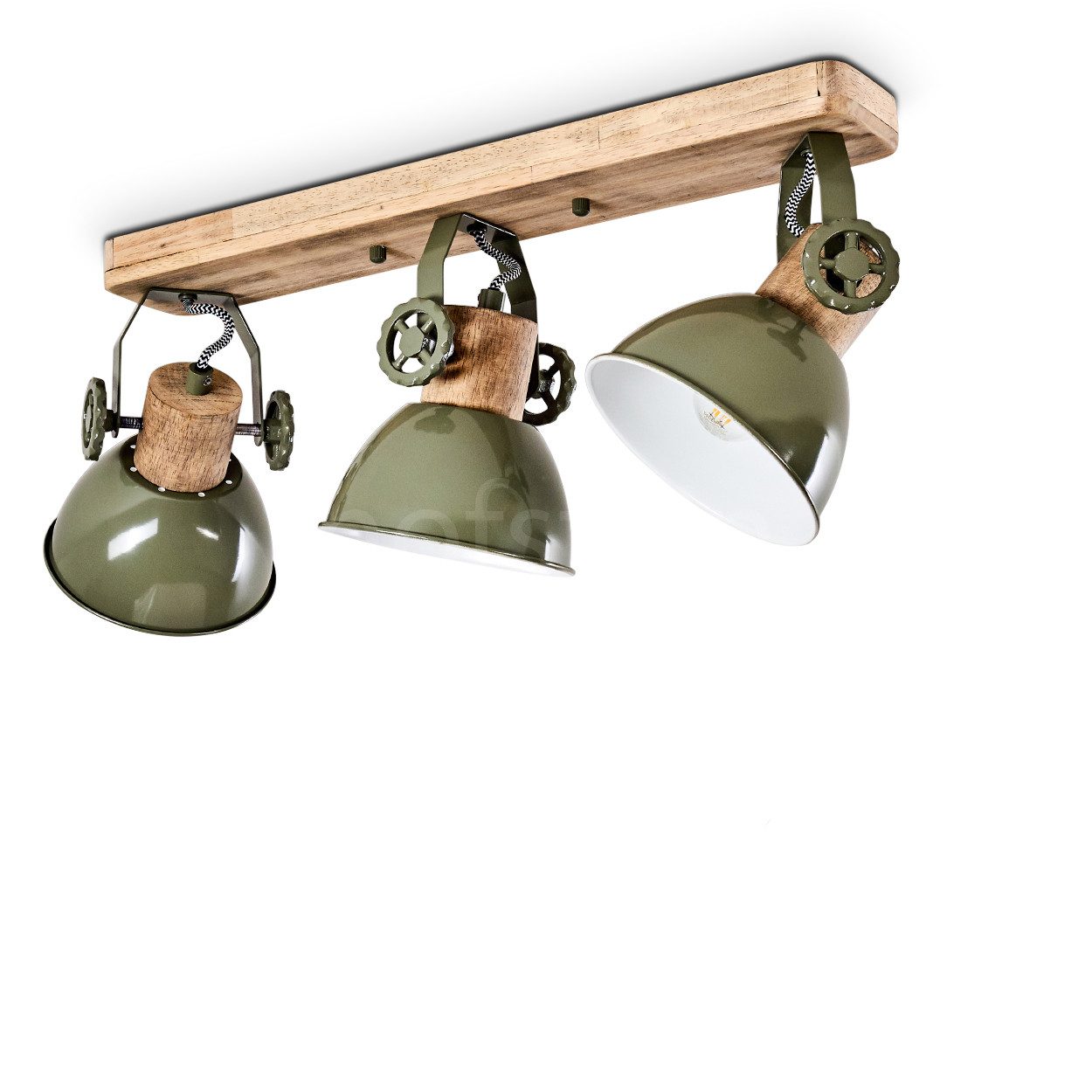 hofstein Deckenleuchte »Cotes« Deckenlampe aus Metall/Holz in Grün/Weiß/Bra günstig online kaufen