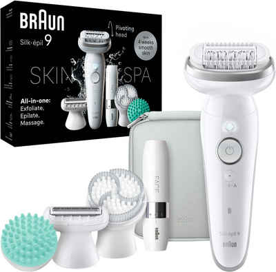 Braun Epilierer Silk-épil SkinSpa 9 9-381, Ganzkörper Beautyset mit Mini Rasierer für das Gesicht
