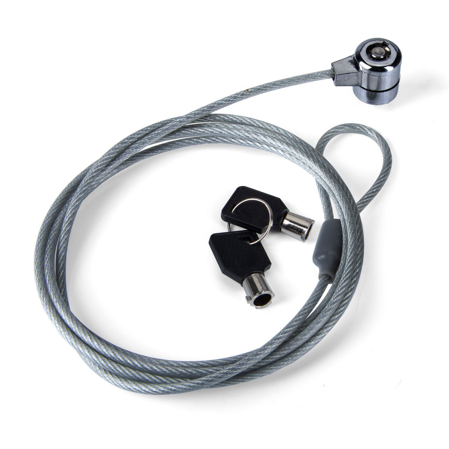 Goods+Gadgets Laptopschloss Kabelschloss Stahlseil, Schlüsselschloss für Computer Diebstahlsicherung 1,8 m