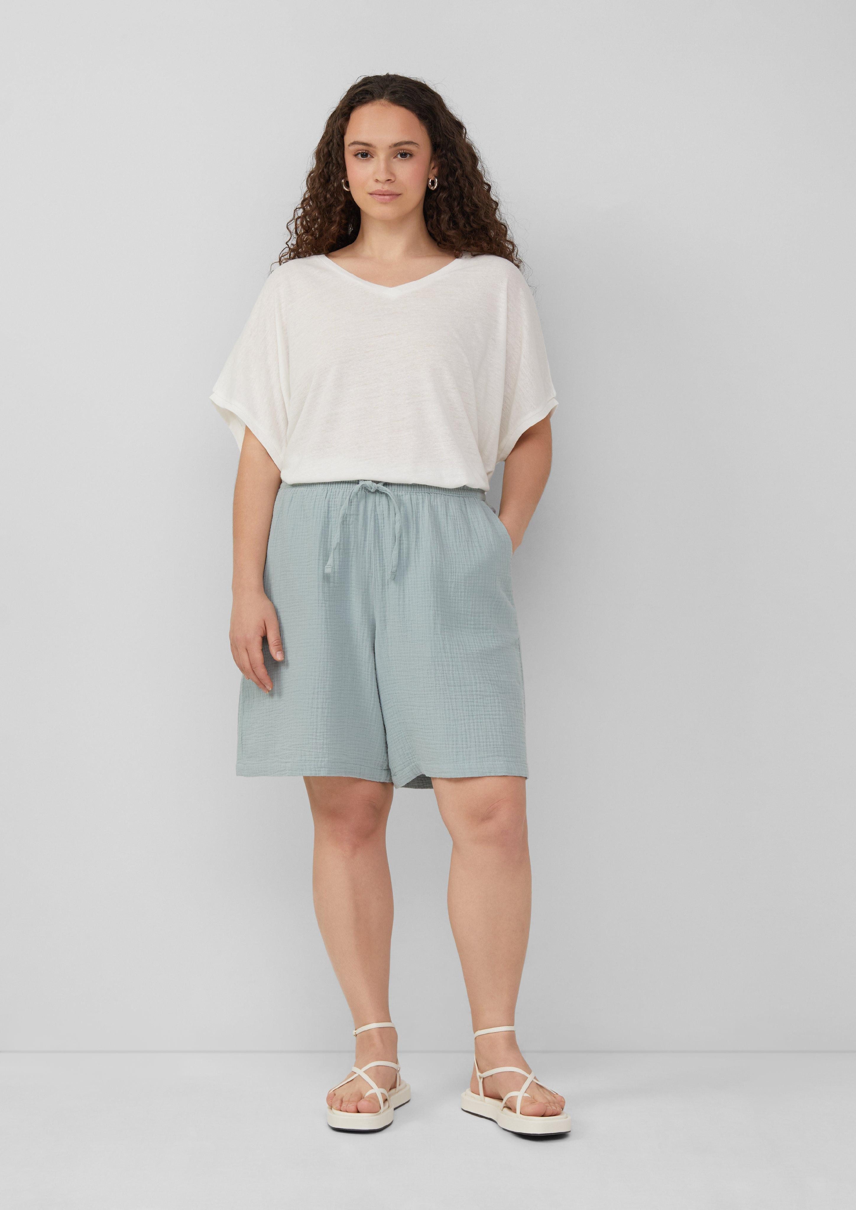 QS Stoffhose Shorts aus Musselin günstig online kaufen