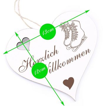 Dekolando Hängedekoration Herzlich Willkommen - Schlittschuhe - 13x12cm