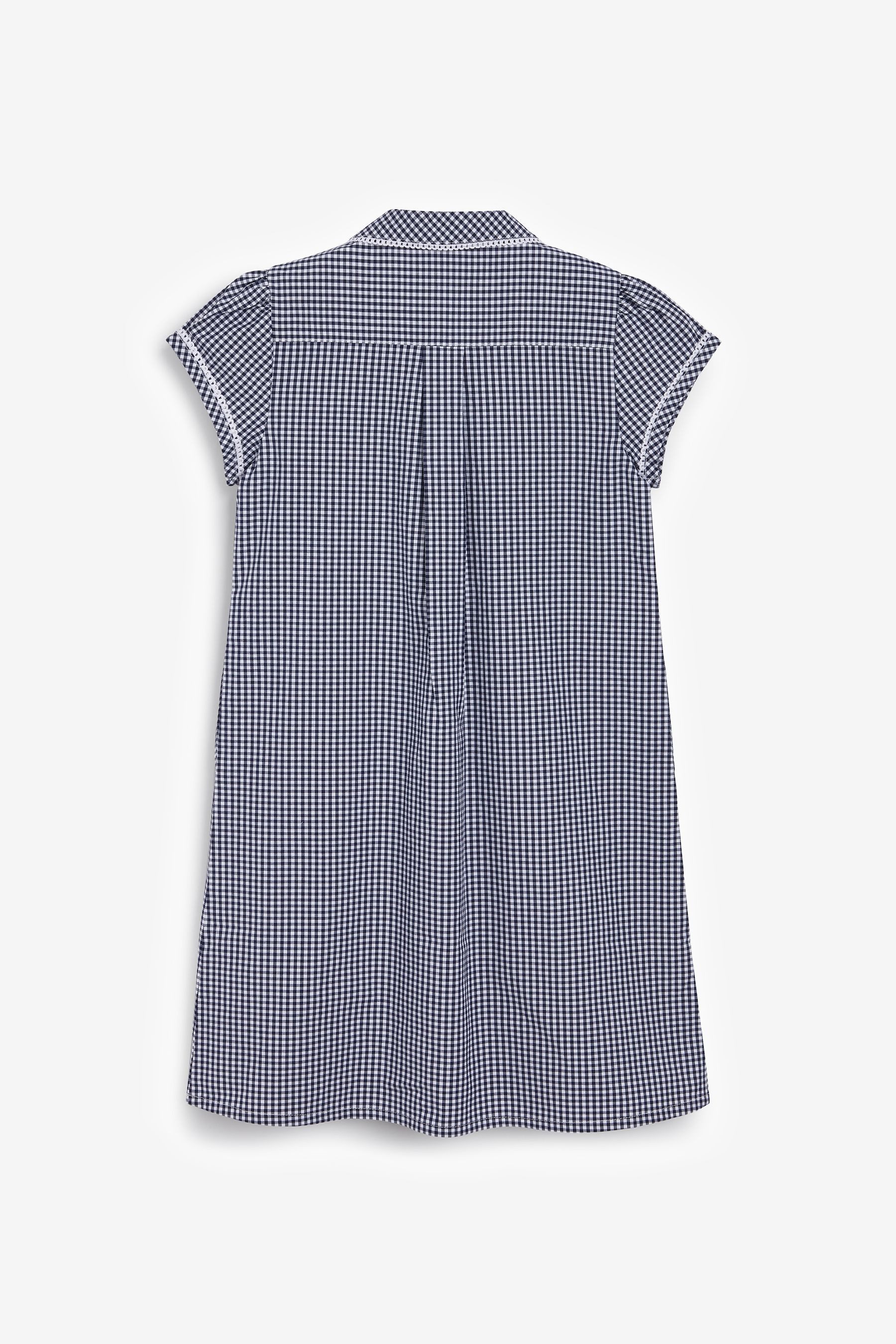 Next Karokleid Kleid mit Vichykaros, Knopfleiste + Spitzenbesatz (1-tlg)