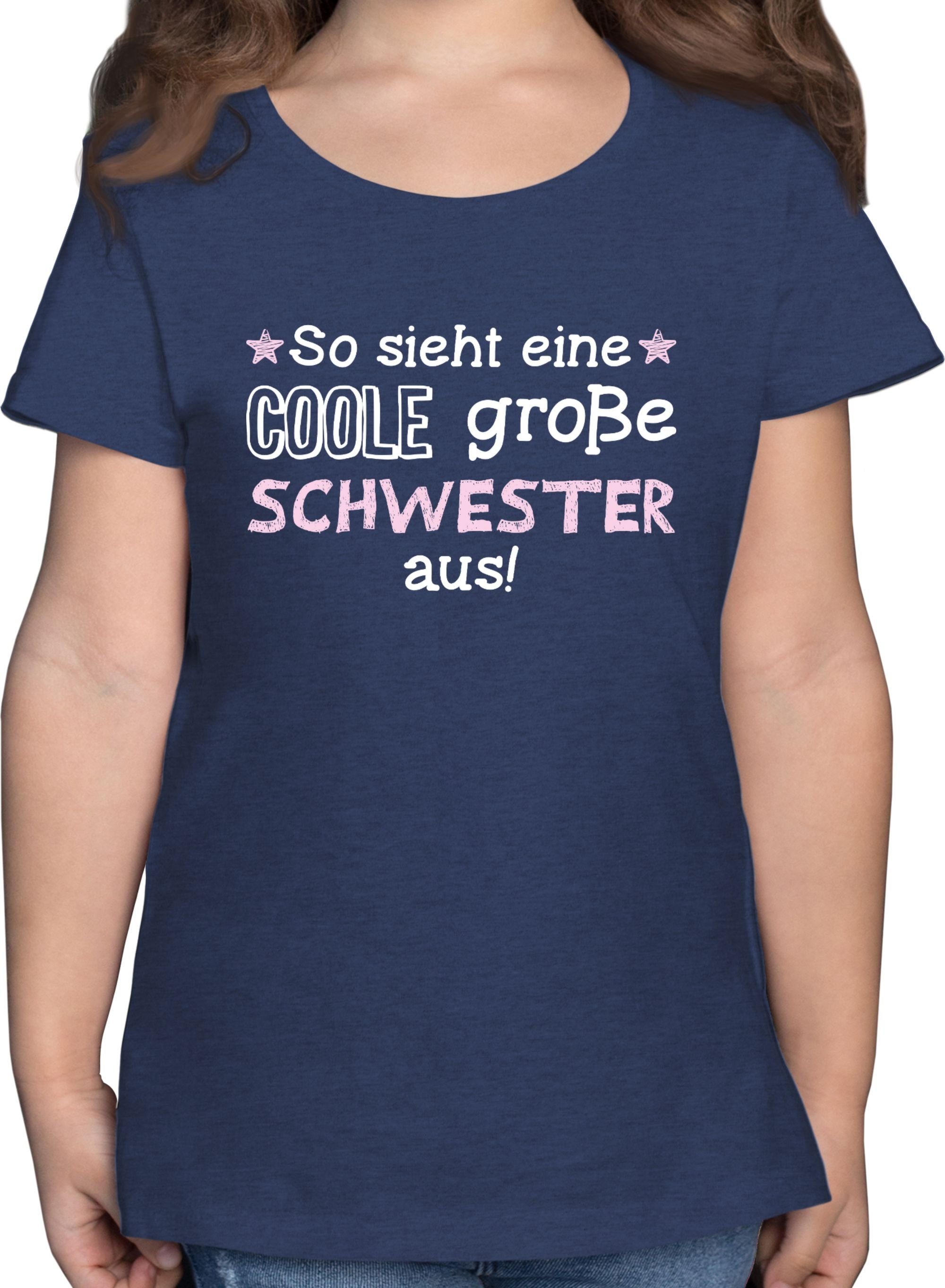 coole Meliert Shirtracer große Geschenk Schwester Geschwister 3 Schwester Dunkelblau T-Shirt weiß/rosa eine aus sieht So