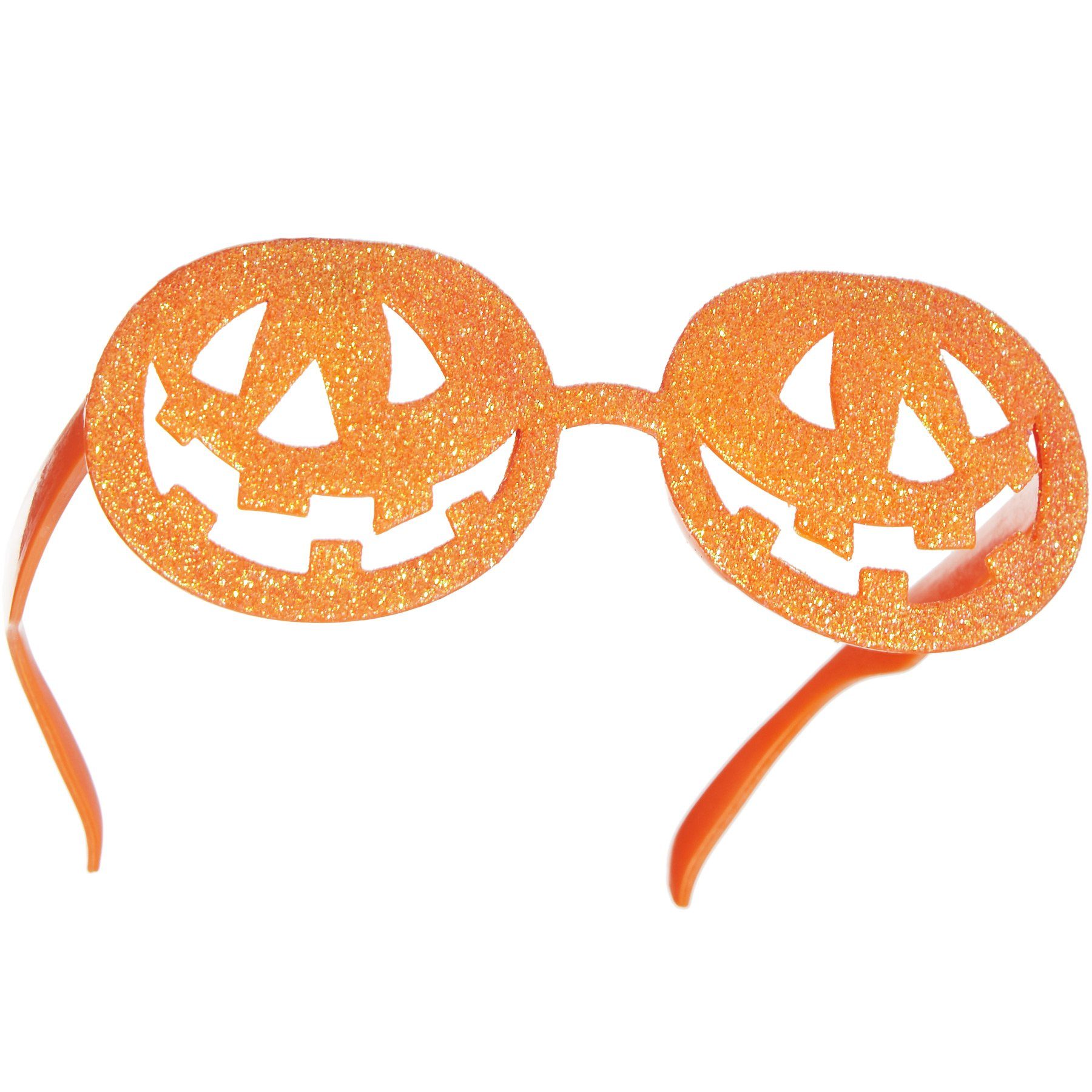dressforfun Kostüm Partybrille, auch Scherzbrille, Biegsames Gestell in Einheitsgröße, in orange, Glitzernde Umrandungen in Form von Kürbisgesichtern