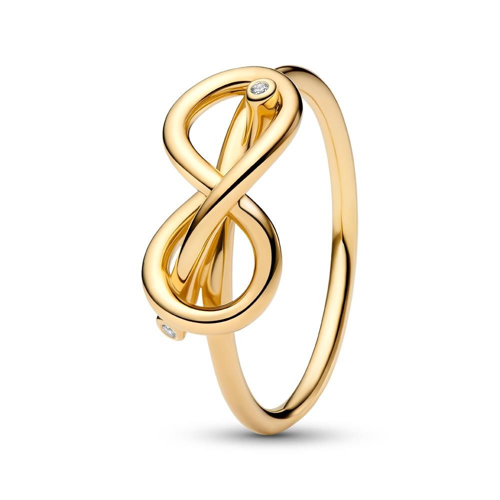 Fingerring PANDORA Damenring Unendlichkeitsknoten Moments, IP Gold