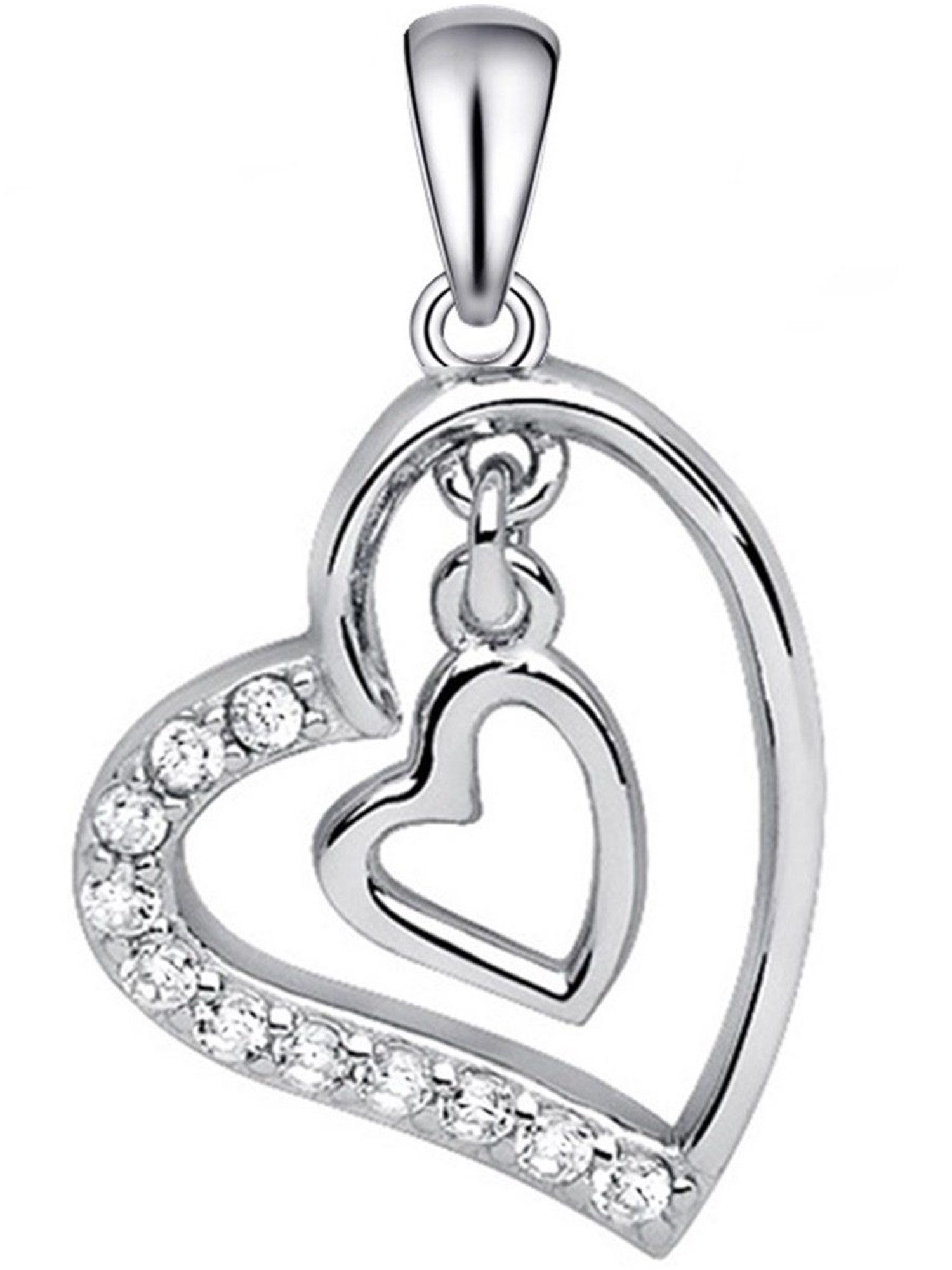 Goldene Hufeisen Herzanhänger Herz Anhänger aus 925 Silber mit Zirkonia Kri günstig online kaufen