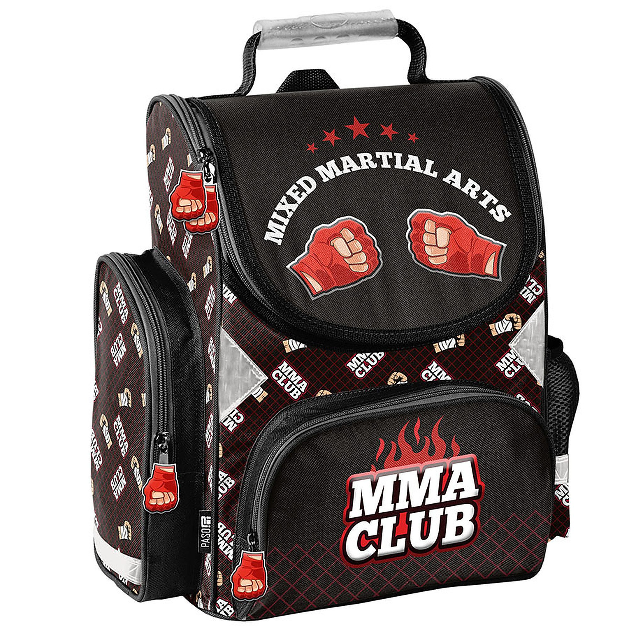 PASO Schulrucksack Mega-Set MMA Club Schulset 6-tlg. (Rucksack + Turnbeutel + Federmäppchen + Lunchbox + Trinkflasche + Sporttasche, 6-tlg)