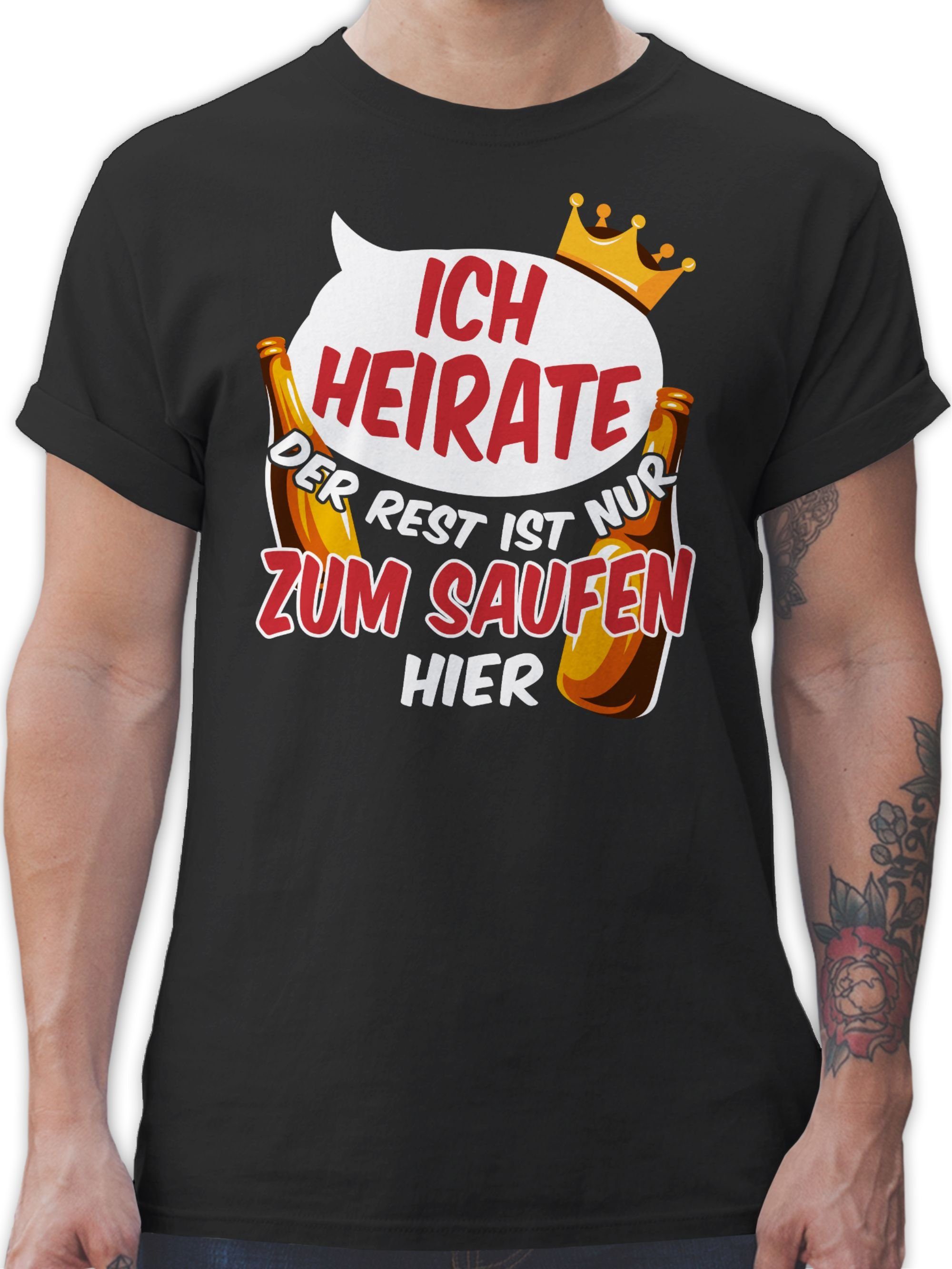 Shirtracer T-Shirt Ich heirate die anderen sind nur zum Saufen hier V2 JGA Männer