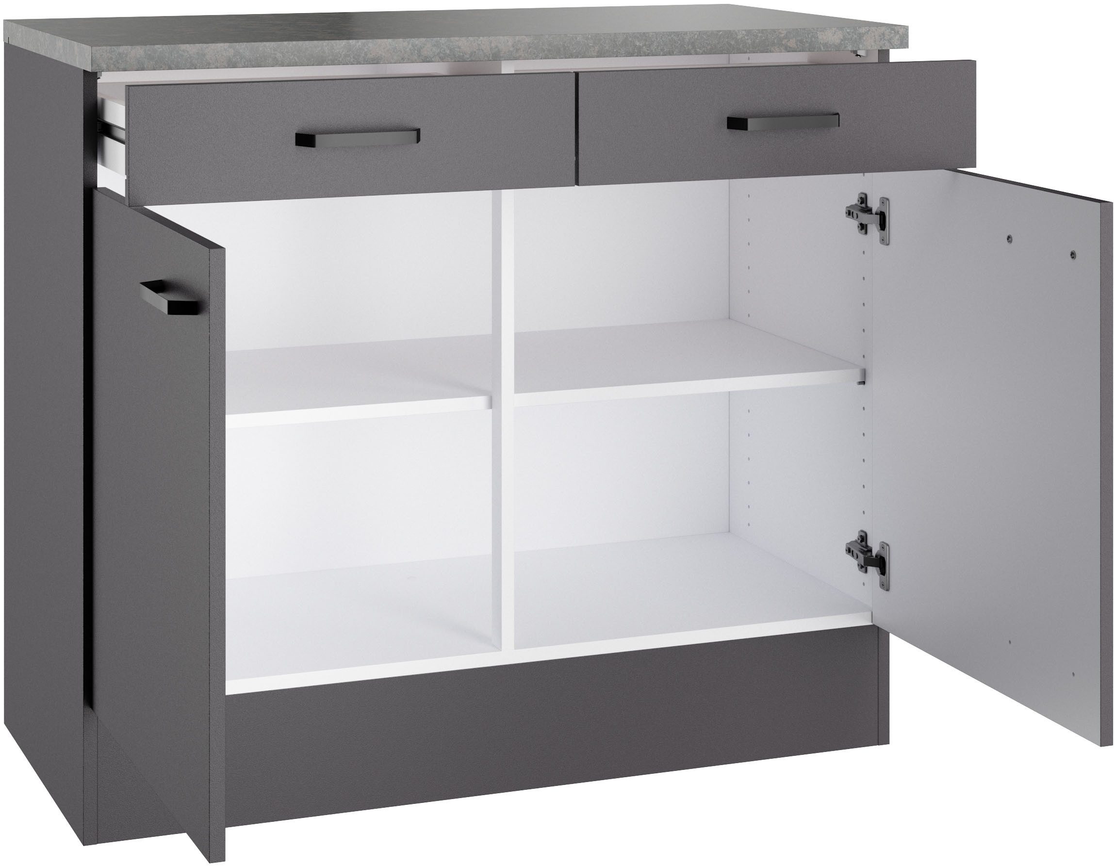 OPTIFIT Unterschrank OPTImulti Breite 100 cm, Tiefe 50 cm, mit 2 Türen, 2 Schubkästen, 1 Einlegeboden