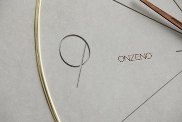 ONZENO Wanduhr THE GREY MOON. 58x45.5x1.2 cm (handgefertigte Design-Uhr)