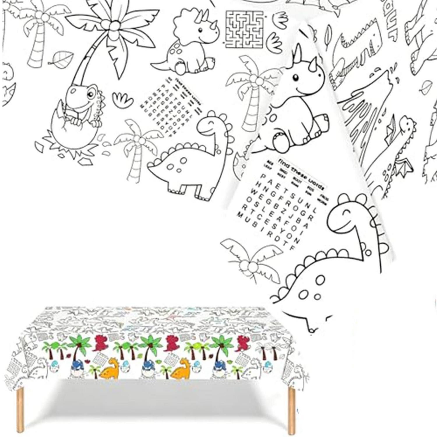 LuxusKollektion Tischdecke Ausmal-Tischdecke Dino 54x108 Zoll Kinder (1-tlg)