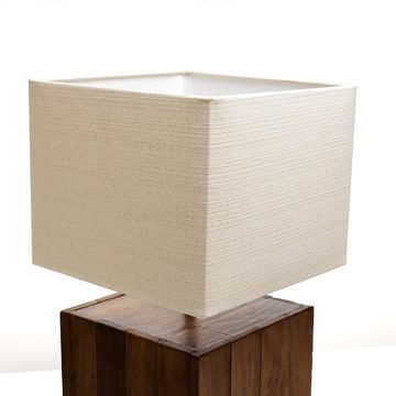 Licht-Erlebnisse Nachttischlampe LAMPHUN, ohne Leuchtmittel, Nachttischleuchte E27 45 cm Natur Stoff Holz Vintage Beleuchtung