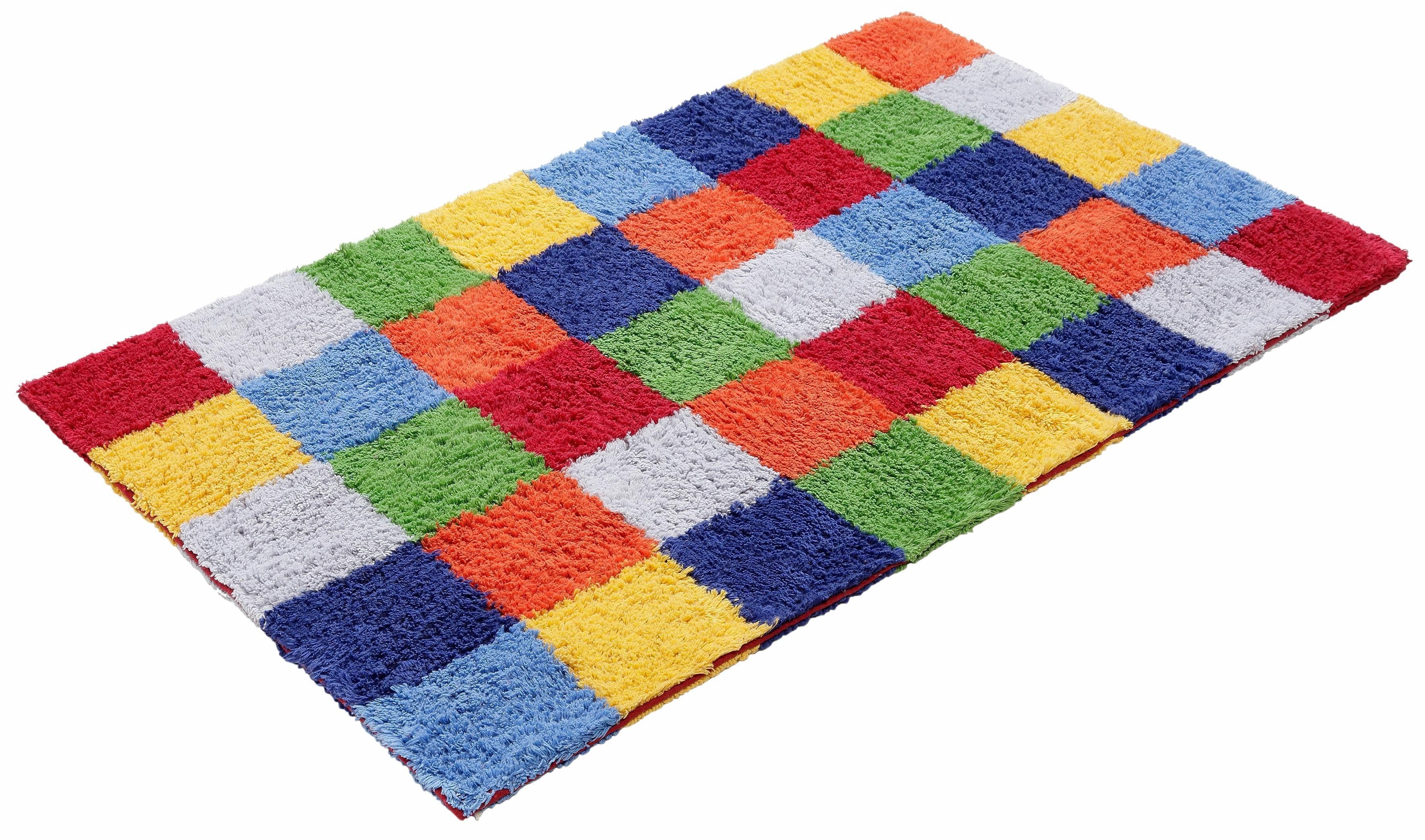 my home Badematte Kira, Badvorleger, Badezimmer Teppich, Kästchen, Höhe 12 günstig online kaufen