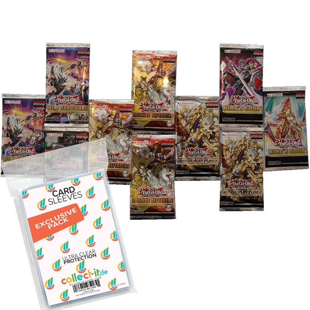 Konami Sammelkarte Yugioh 10 zufällige Booster Super-Sale-Angebot! + 100collect-it Hüllen