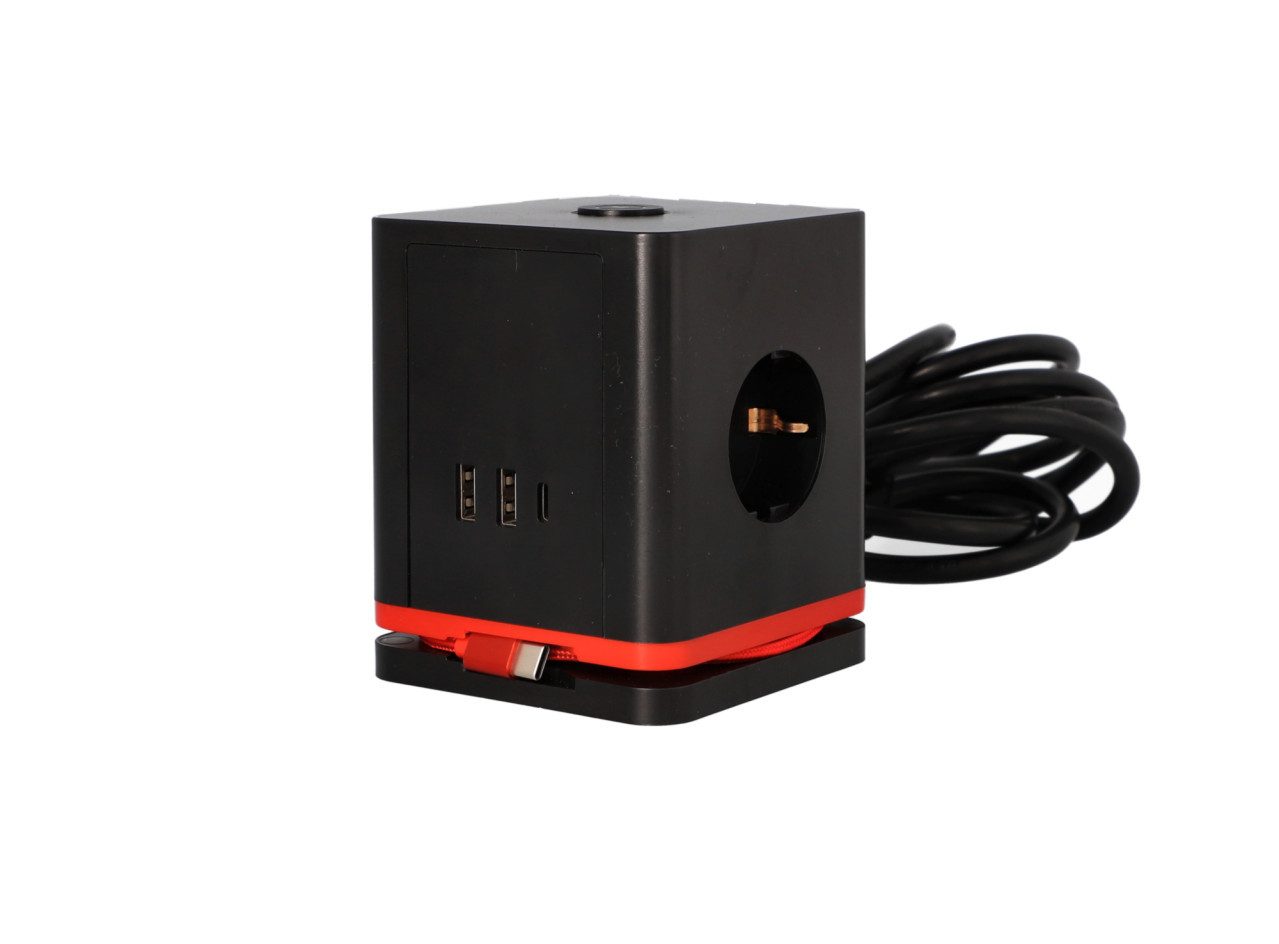 UNITEC Steckdose Unitec Steckdosenwürfel mit Schalter 3-fach inkl., USB-Anschluss Würfelform
