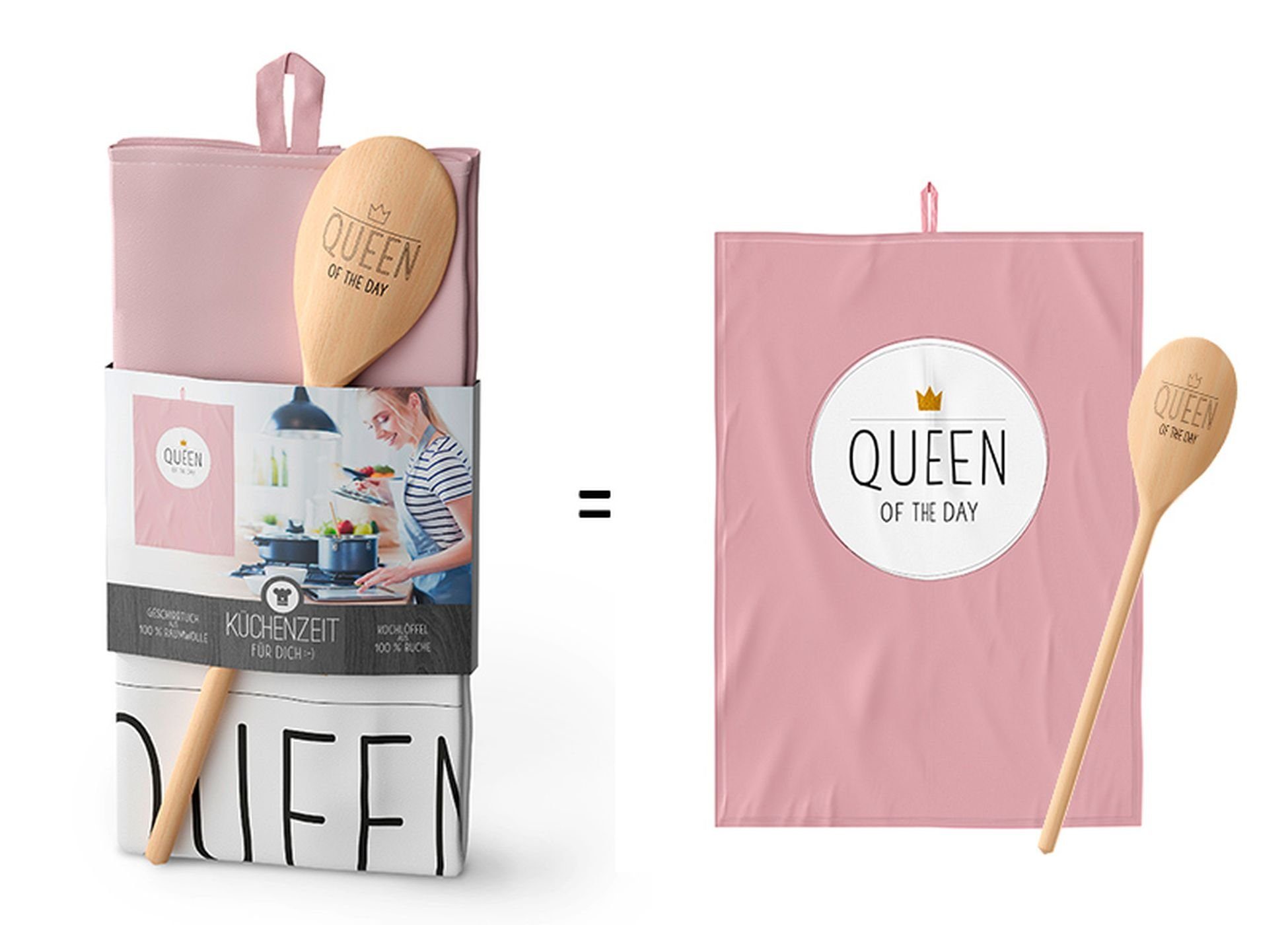 La Vida Spiralbesen Geschirrtuch mit Kochlöffel Geschenk Set La Vida Art: Queen of the