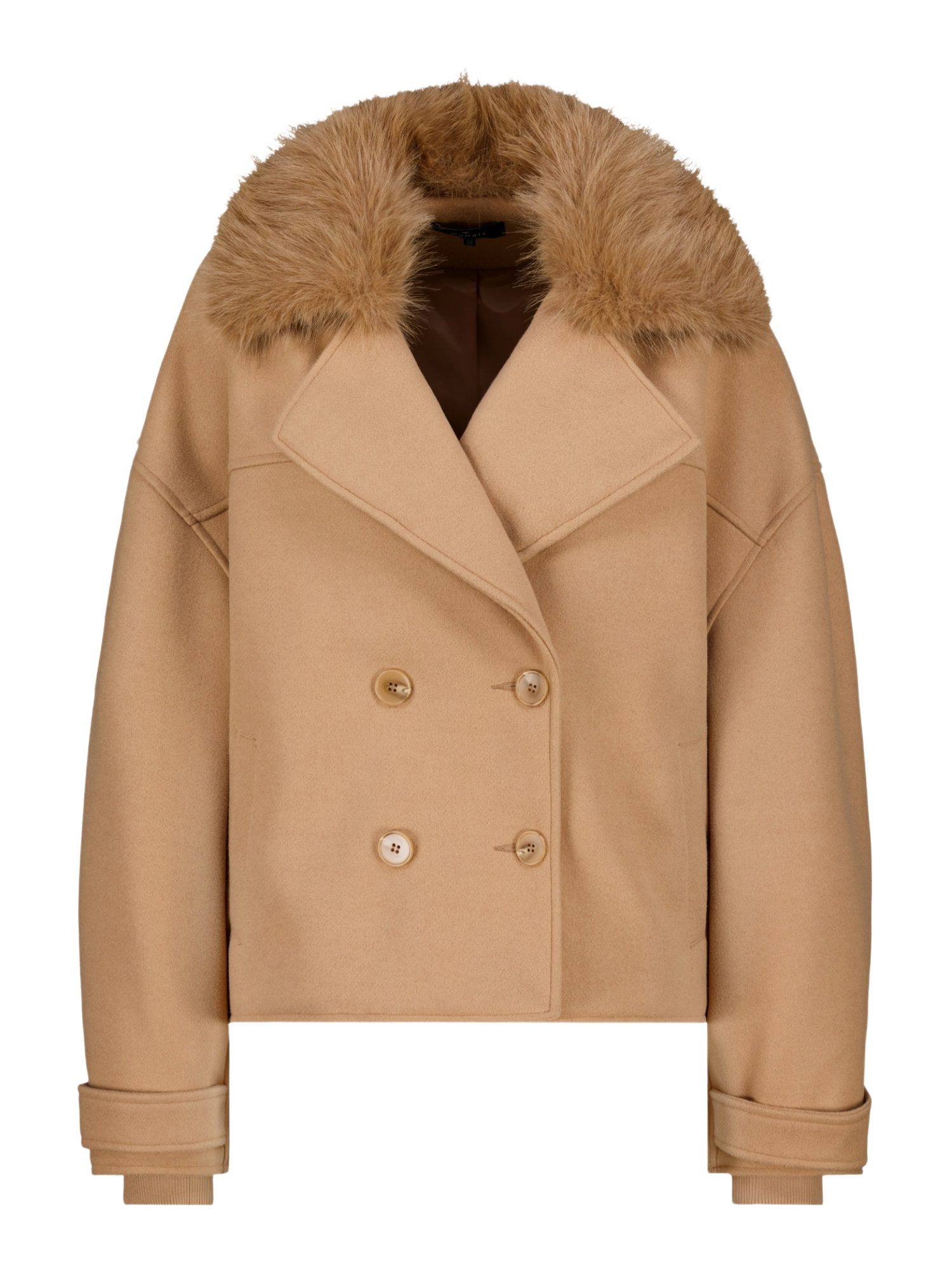 Monari Kurzjacke natur,Outdoor,Polyester,Unifarben,Reverskragen,Langarm,Regular Fit