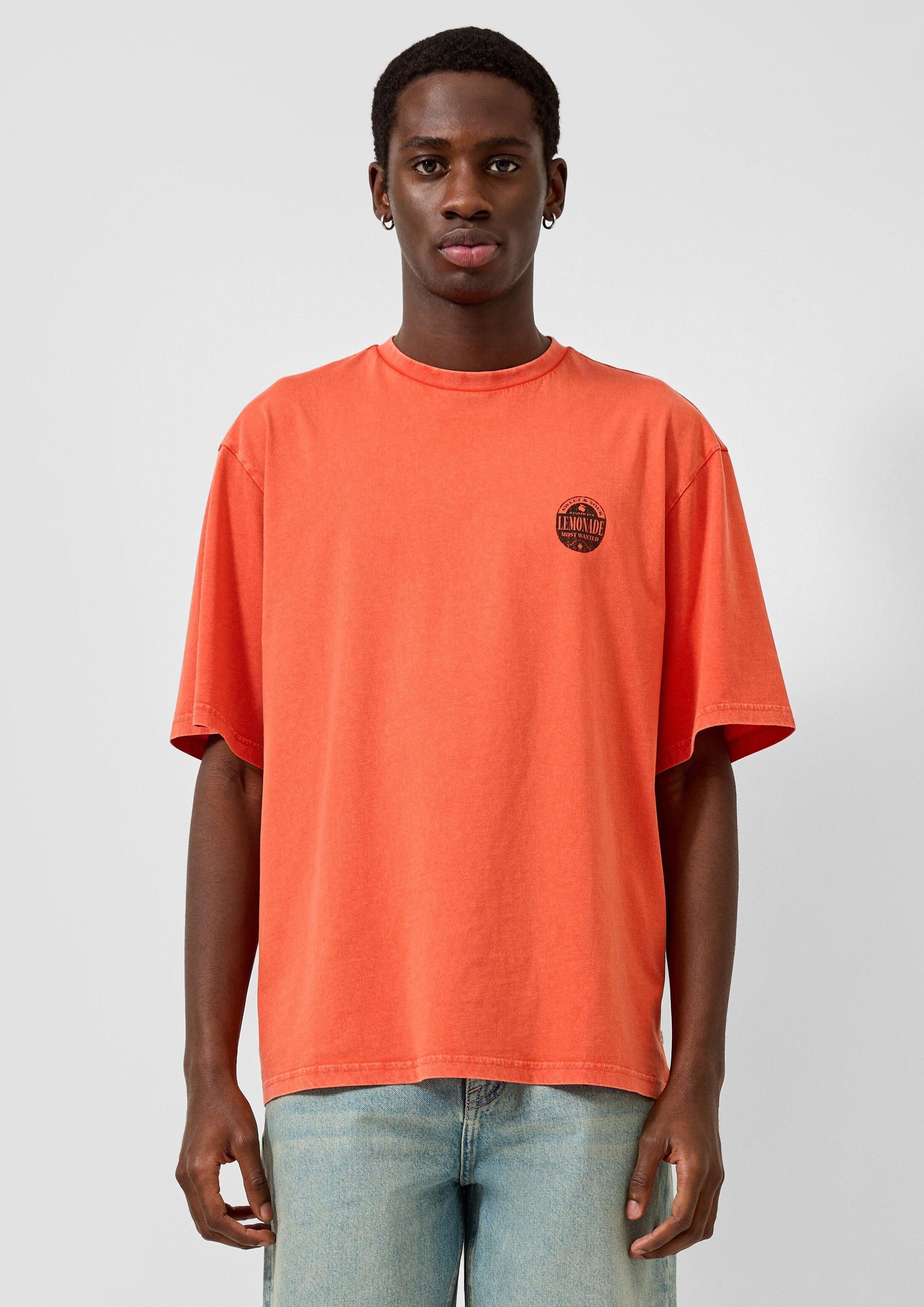 QS Kurzarmshirt T-Shirt Gewaschenes T-Shirt im Relaxed Fit