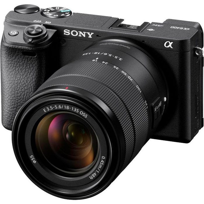 Sony ILCE-6400MB - Alpha 6400 E-Mount Systemkamera (24 2 MP Bluetooth NFC WLAN (Wi-Fi) 4K Video 180° Klapp-Display XGA OLED Sucher M-Kit 18-135mm Objektiv)