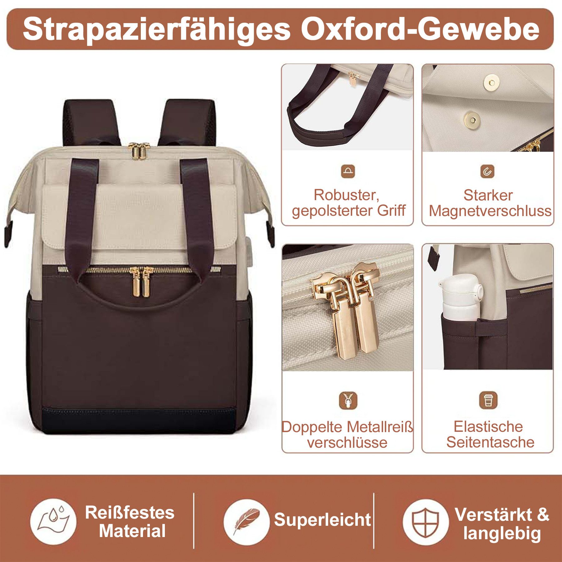 Mutig Rucksack Rucksakck Damen 16 Zoll,Diebstahlsicher Cityrucksack Wasserdicht (Laptop Schulrucksack Tagesrucksäcke Handtasche 2 in 1, Schultasche Teenager, Backpack Women, Elegant modische, große Kapazität), für Damen und Herren,College,Reisen, Business, Alltag,Indoor & Outdoor