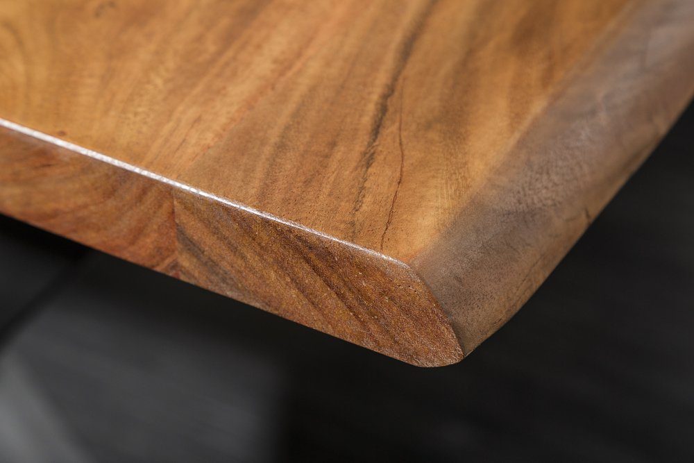 · X-Gestell 160cm Baumkante NATURE MAMMUT · Baumkantentisch Massivholz · riess-ambiente honigfarben, · 3,5cm Akazie Tischplatte