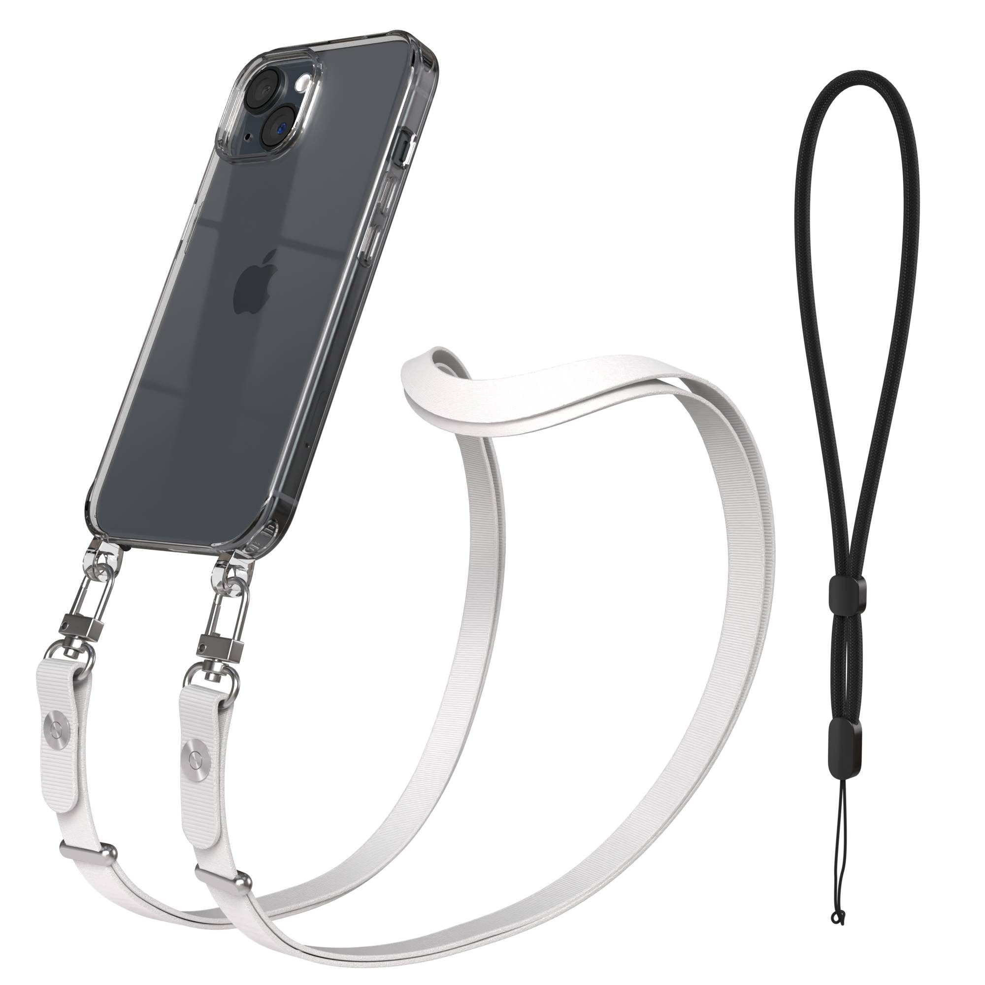 EAZY CASE Handykette für Apple iPhone 15 Handyhülle mit Handyband magnetisch, Minimalistische Handykette in Hellgrau mit 2x2 Anschluss