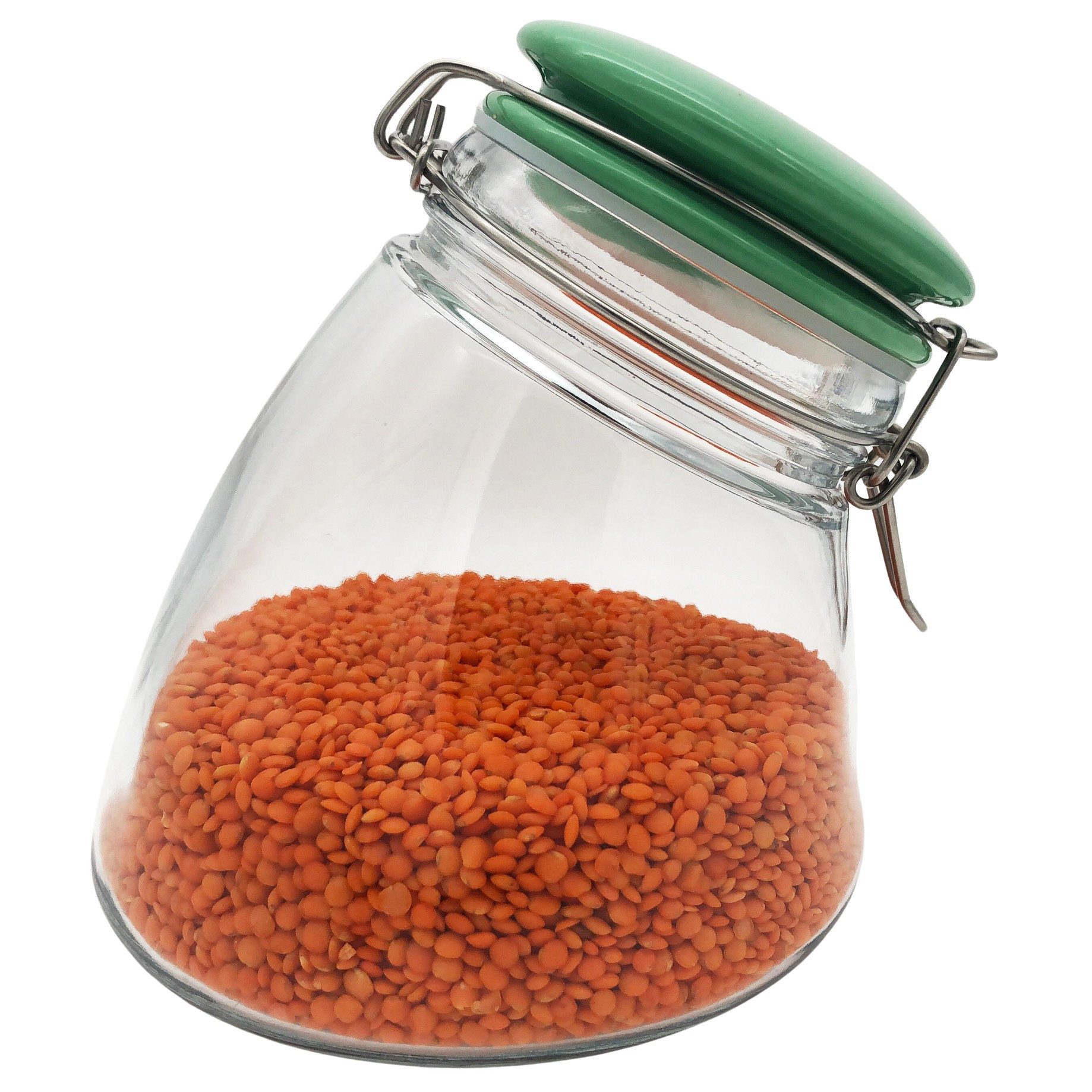 megusta! Vorratsglas Cornflakes Spender Kaffeedose Bonbonglas Keksdose, 1200 ml, Deckel Keramik, Bügelverschluss demontiertbar für Spülmaschine