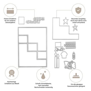 Stanzenshop.de Motivschablone Stanzschablone Geburtstagsset mit Rahmen, Kerzen, Fest, Geschenk