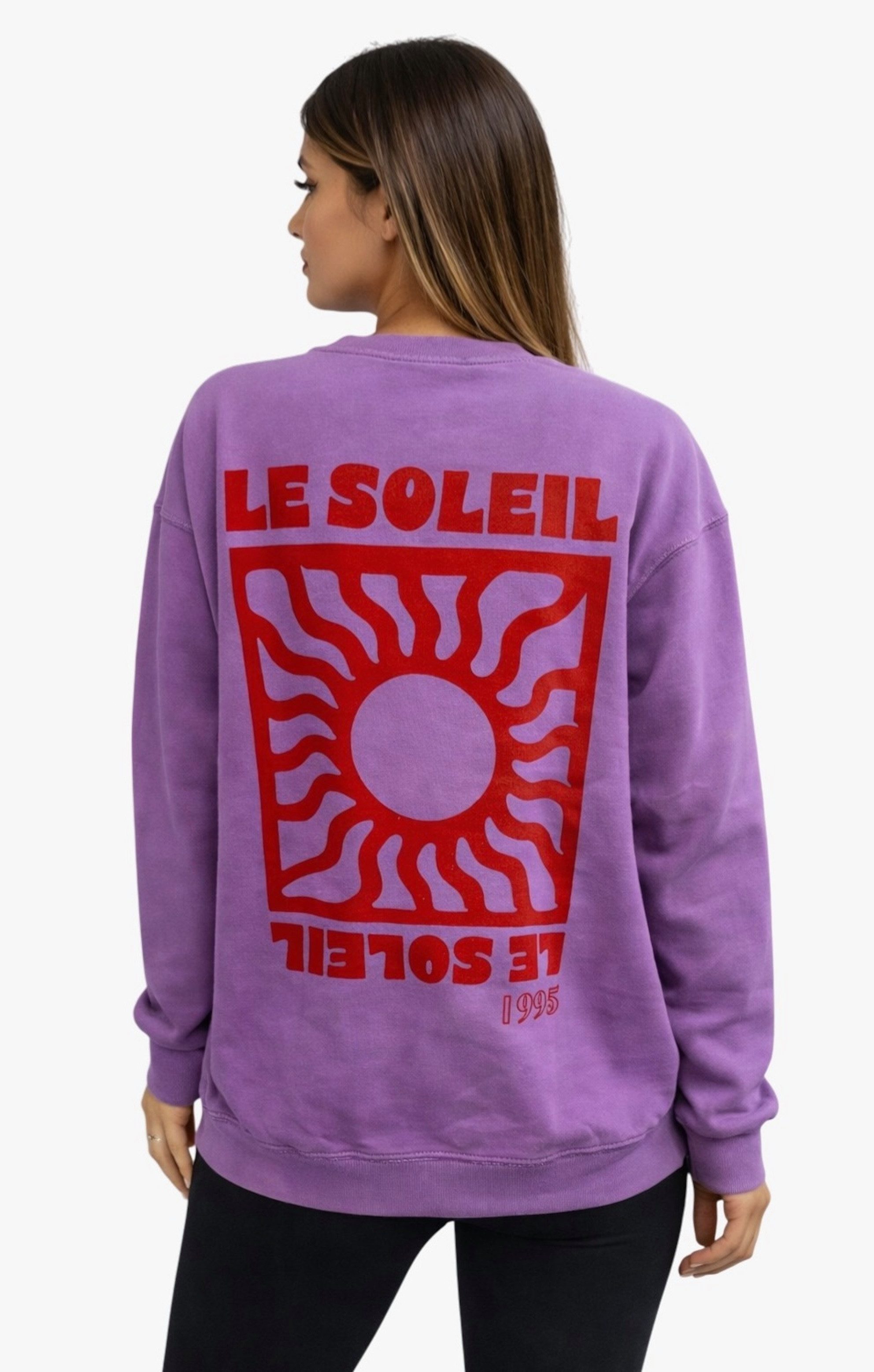 Worldclassca Longsweatshirt Worldclassca Oversized Sweatshirt "LE SOLEIL" Print Langarm Pullover Neue Kollektion - Stilvolle und gemütliche Casual Mode für Damen