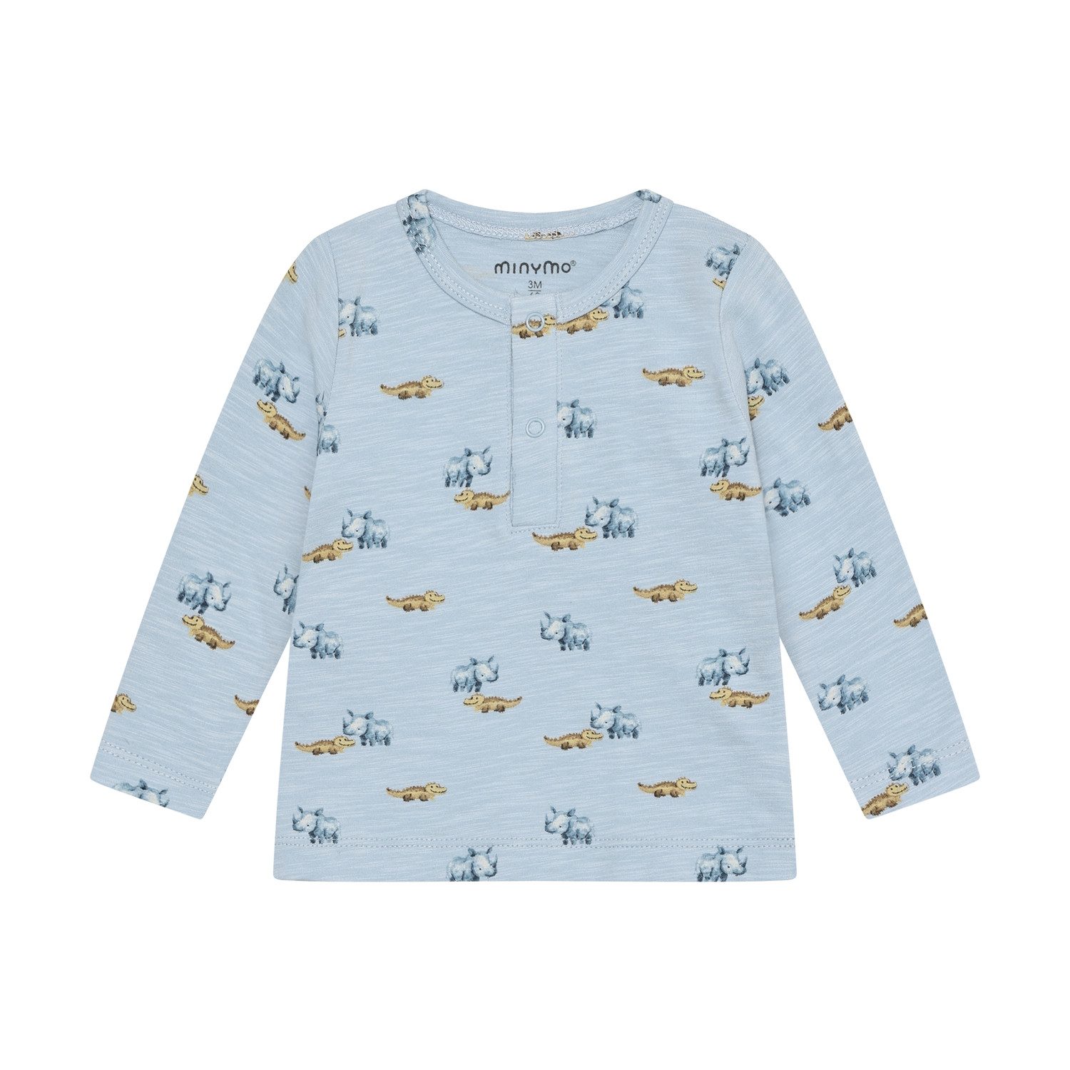 Langarmshirt Baby Langarmshirt Jungen Baumwolle Tierprint Knopfleiste