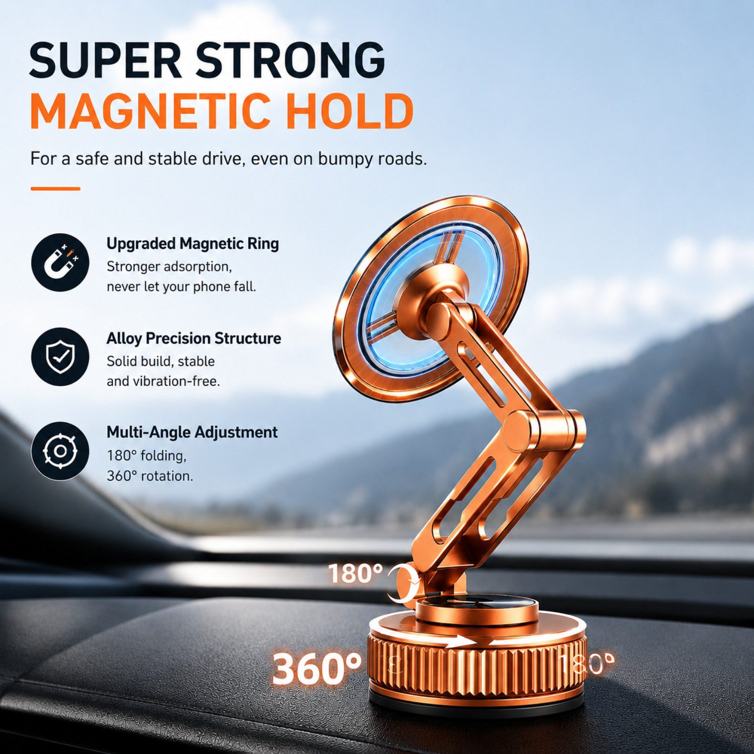NEXGEN LUXUS HANDY-ZUBEHÖR Handy-Halterung Magnetische Smartphone-Halterung Handy-Halterung MagSafe Autohalterung, (Deutsche Marke, Stark Magnetkraft, 360° dreh – Bild 4 von 5